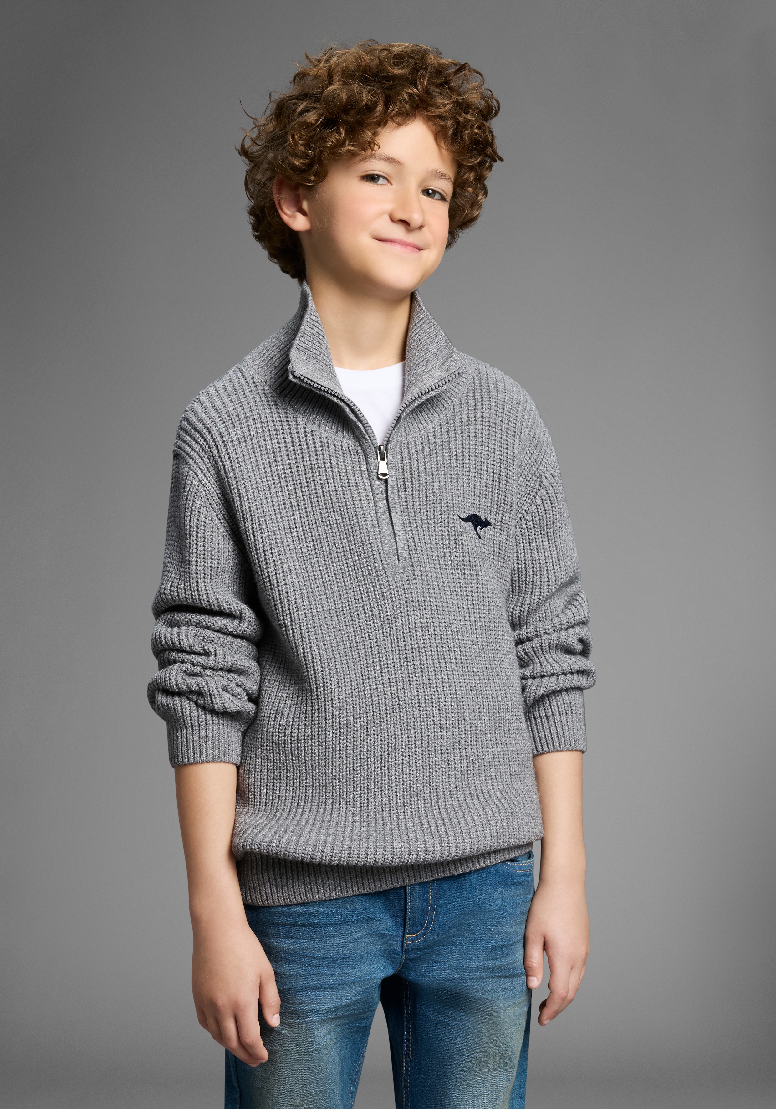 Kangaroos Strickpullover »Troyer, Pullover mit Zipper« Troyer, warmer Pullover, Größe 140/146