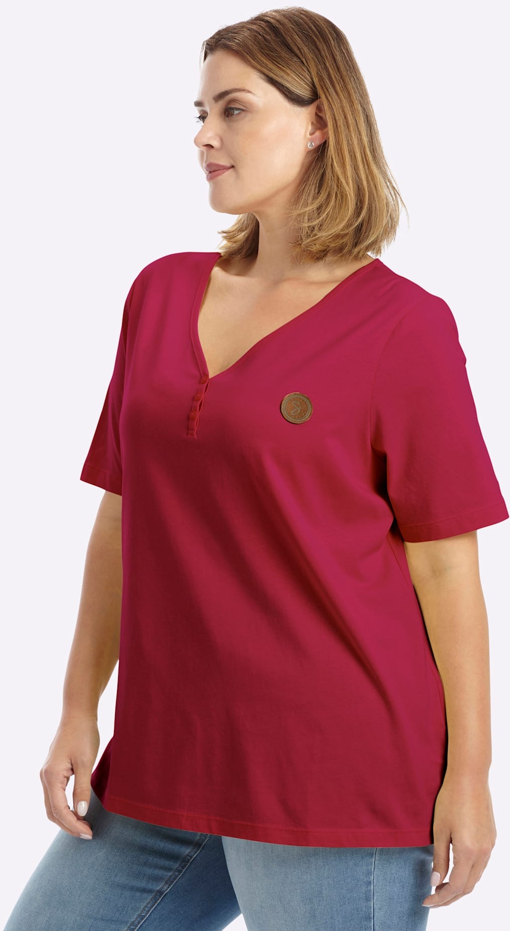 Sheego V-Shirt »Kurzarm-Shirt« 1