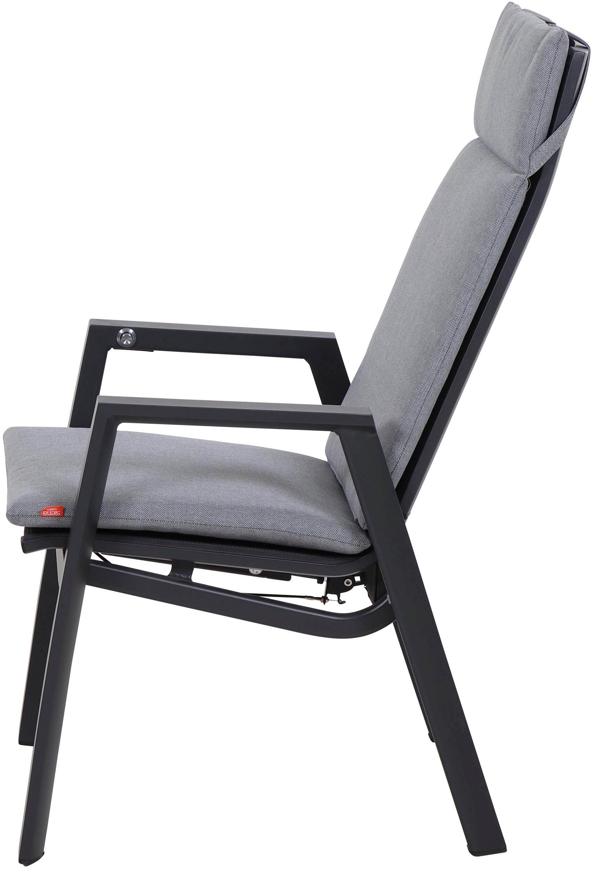 Siena Garden Garten-Essgruppe »Valencia/Ancona«, (Set, 15 tlg., 6 Sessel: 59x71x110 cm, Liege: 70x154x109,5 cm, Tisch: 220x100x74 cm), Polypropylen, Aluminium, Tischplatte aus Keramik, inkl. 7 Auflagen