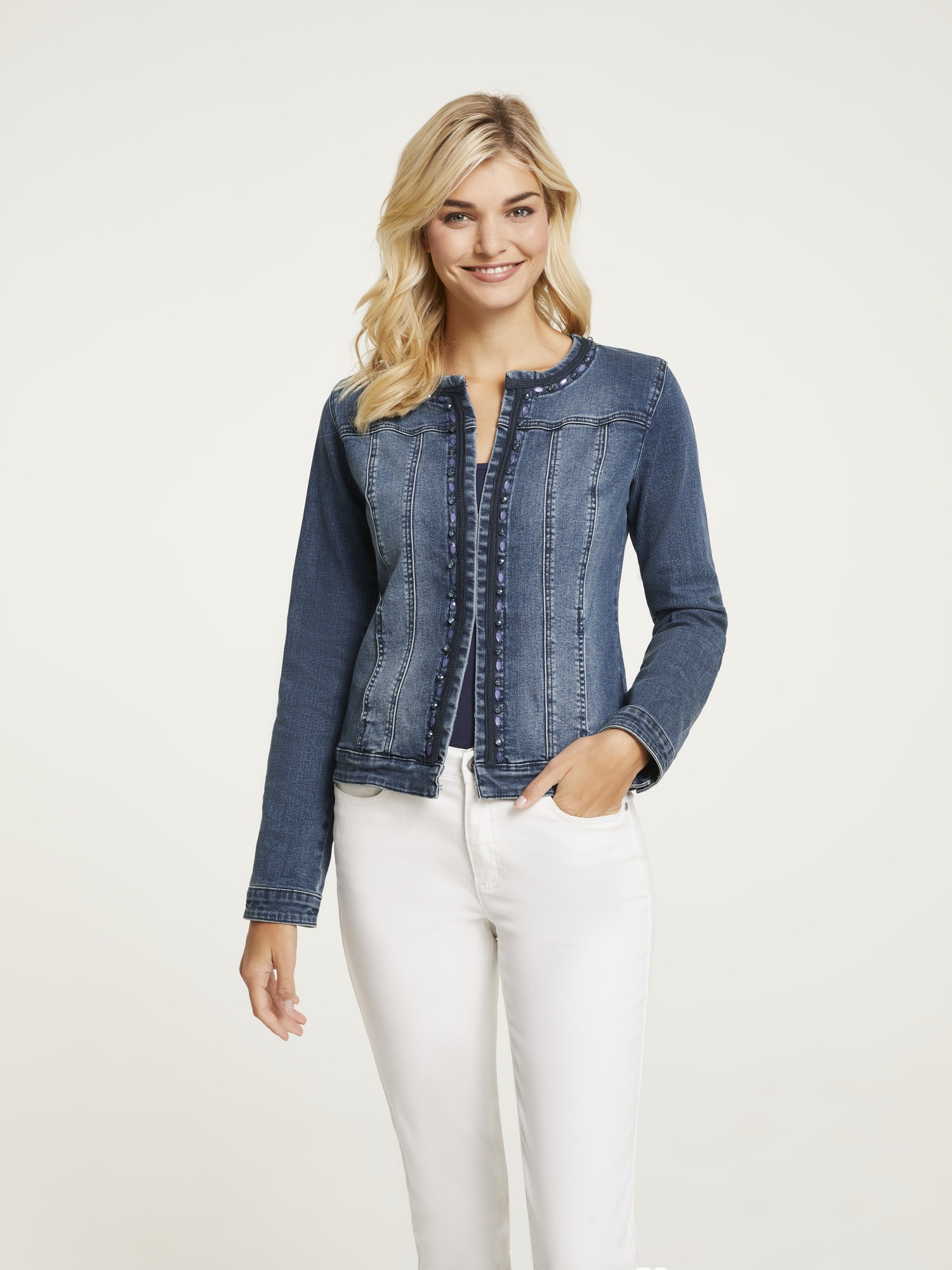 LINEA TESINI by Heine Jeansjacke, mit Schmuckapplikation