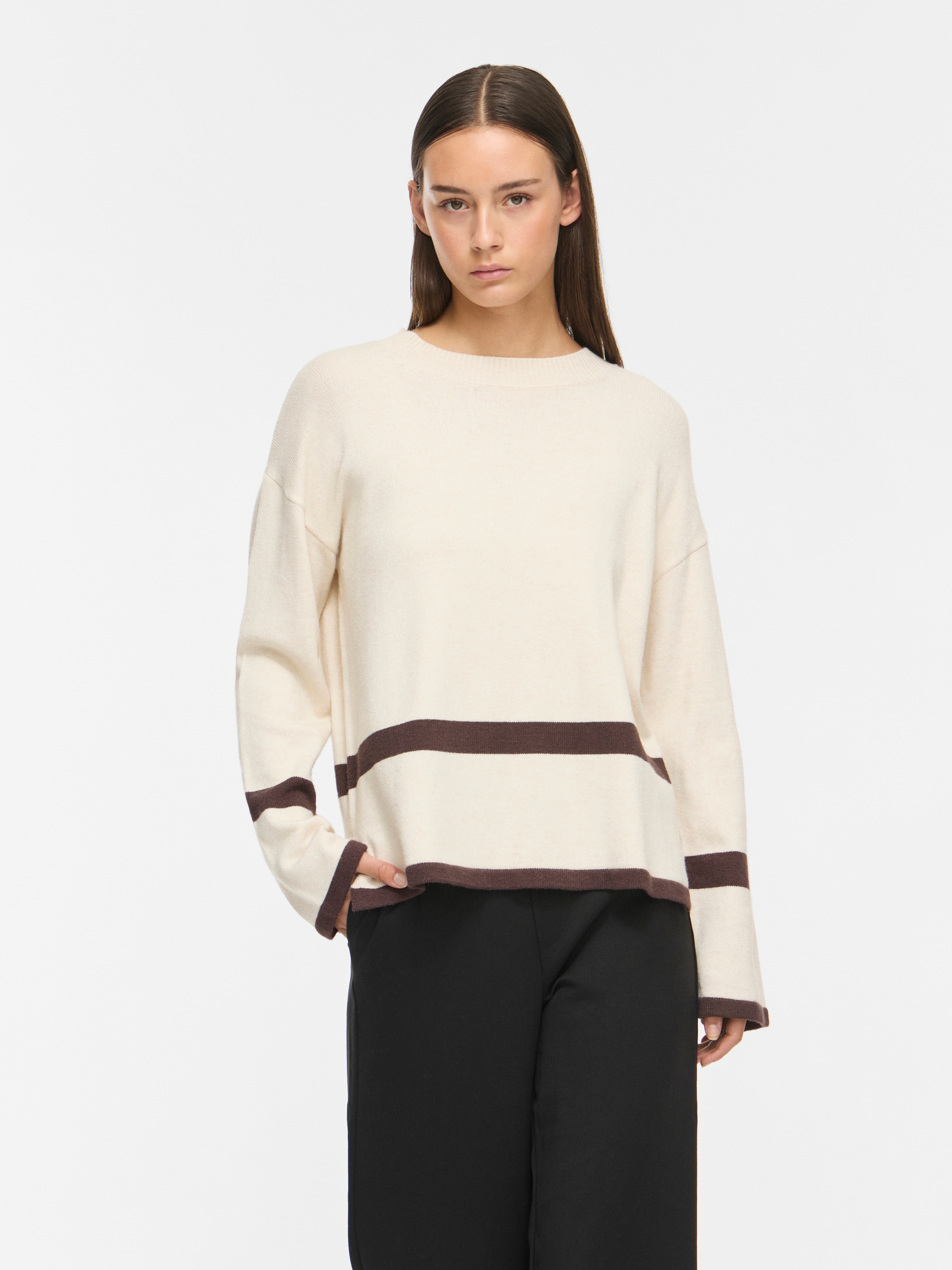 Vila Rundhalspullover »VIRIL O-NECK OVERSIZE L/S KNIT TOP- NOOS« Materialmix, oversize