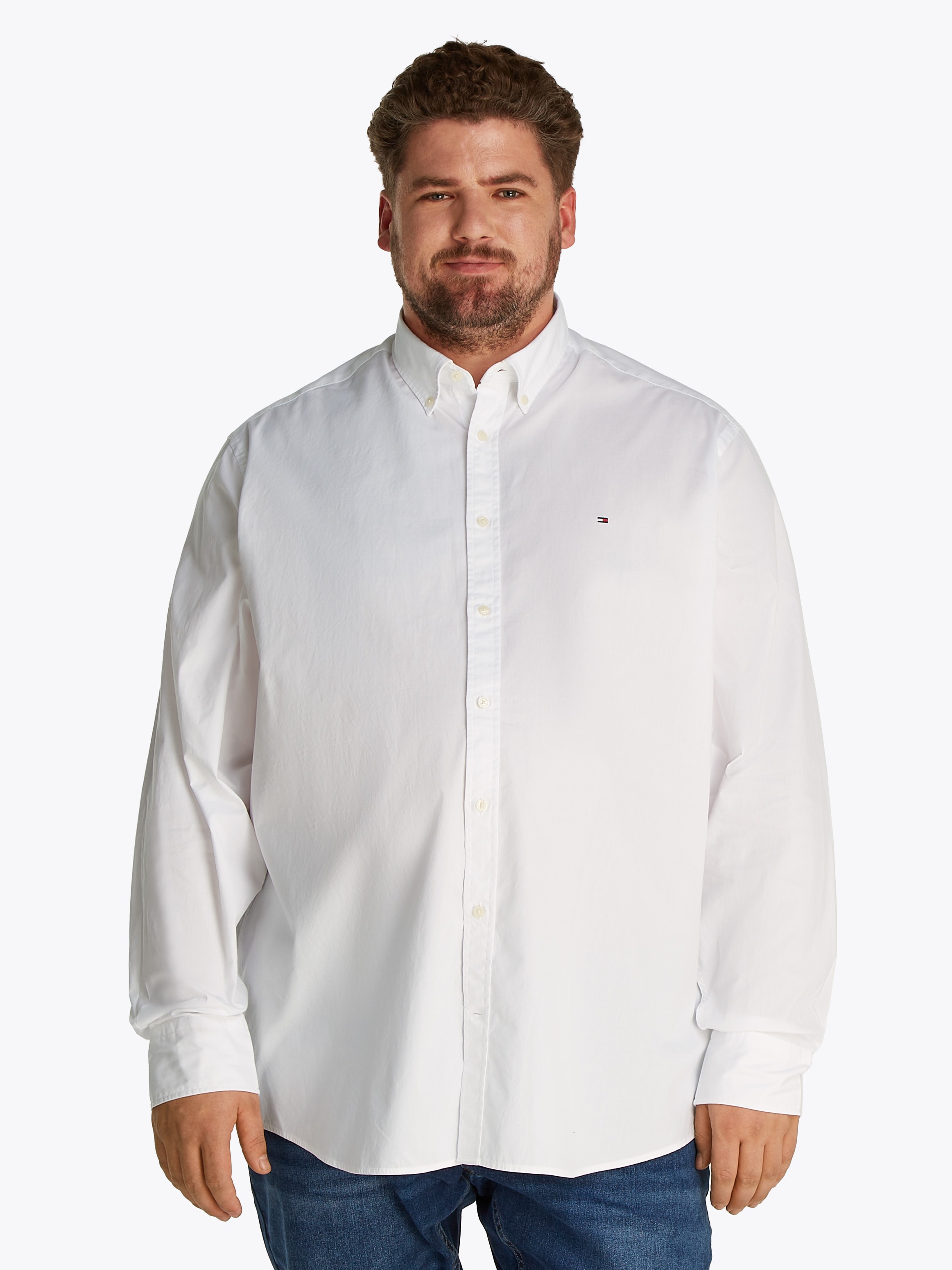 Tommy Hilfiger Big & Tall Langarmhemd »BT-FLEX POPLIN SOLID RF SHIRT-B«, Große Größen