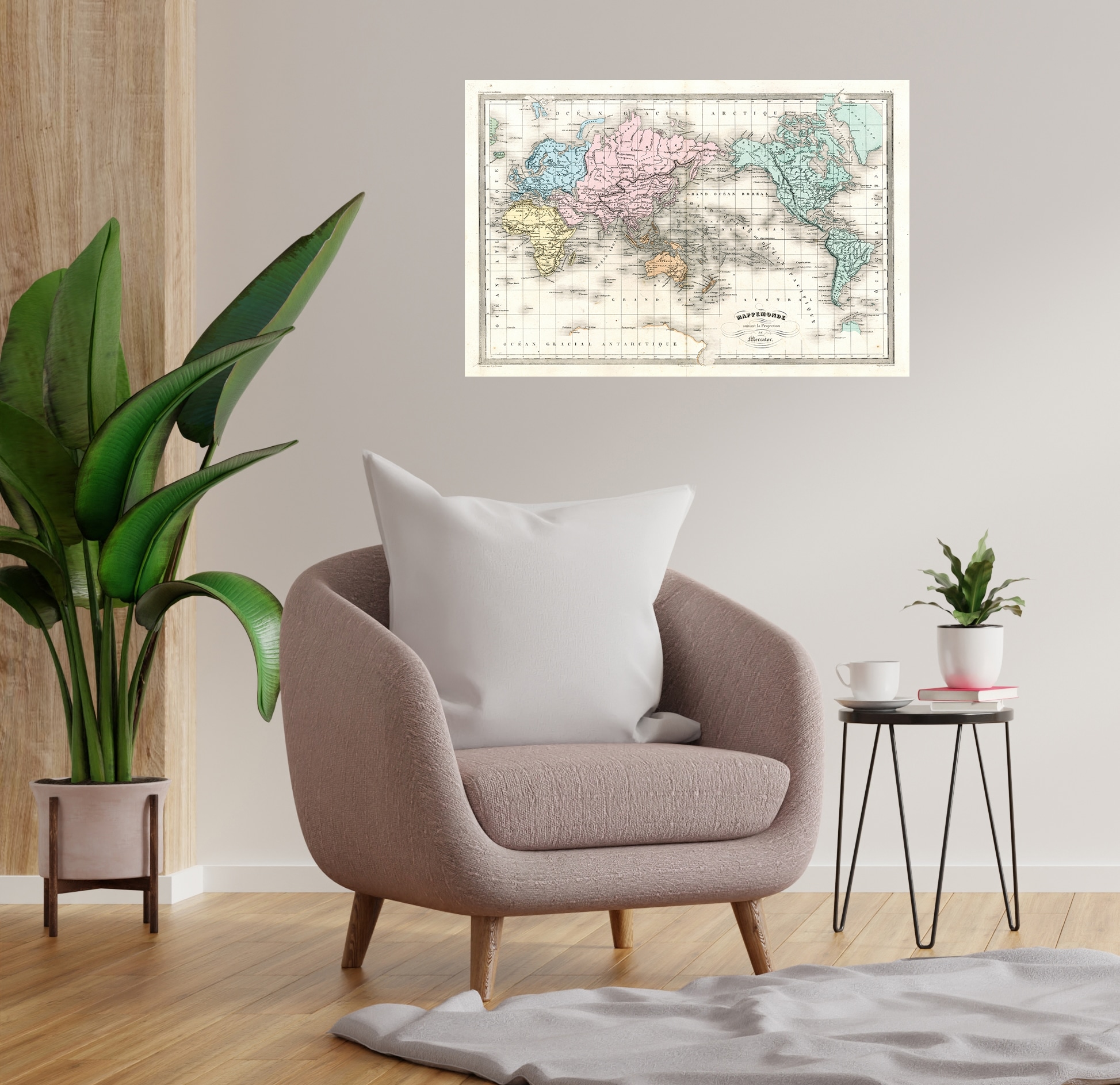 Queence Wandsticker »The Earth« Selbstklebend in beige, Größe B/H/T: 150 cm x 90 cm x 0,1 cm