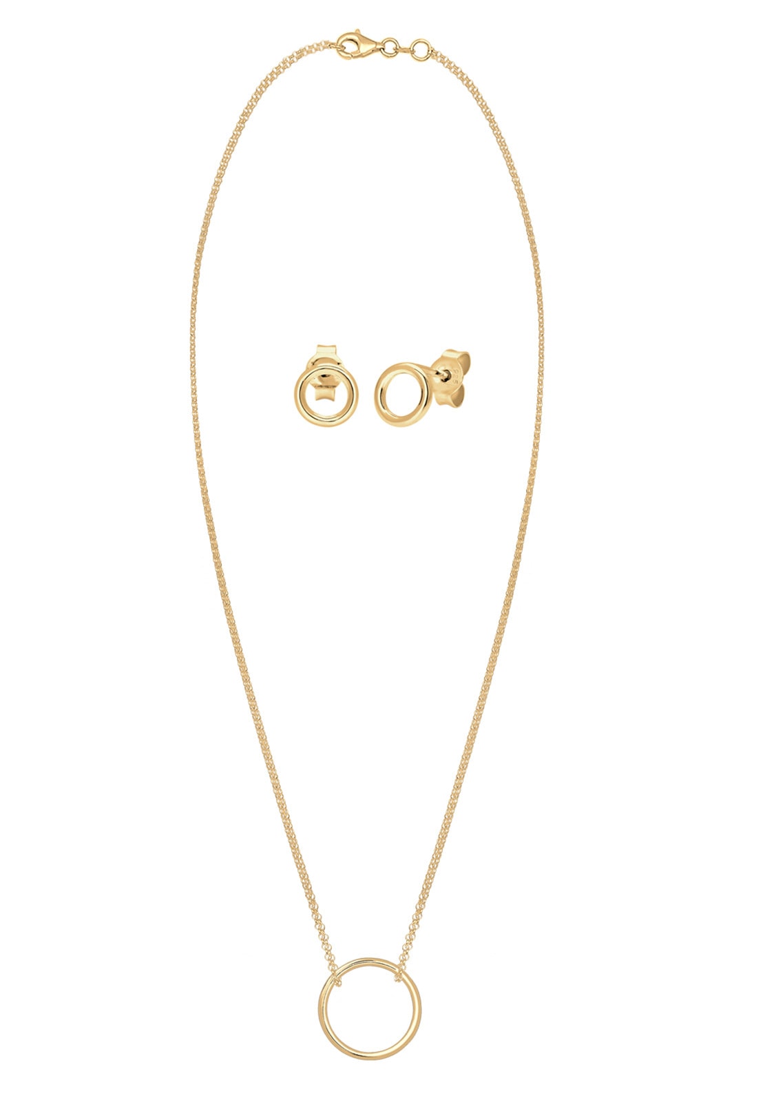 Elli Ohrring und Ketten Set »Schmuckset Kreis 925 Sterling Silber vergoldet« ()