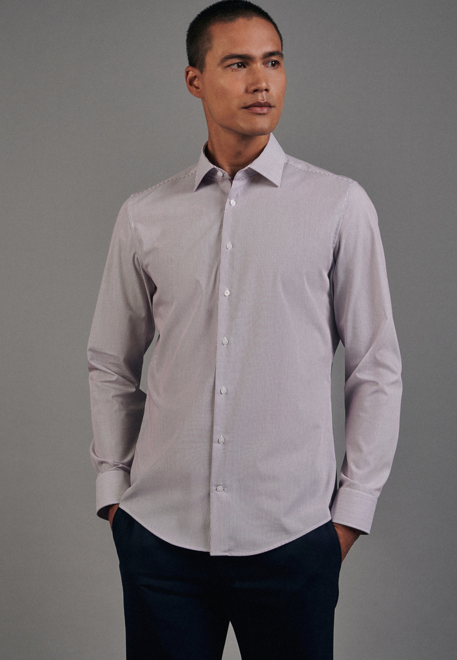 Seidensticker Herren Businesshemd »Slim« Slim Langarm Kentkragen Streifen in rot, Größe L (42)