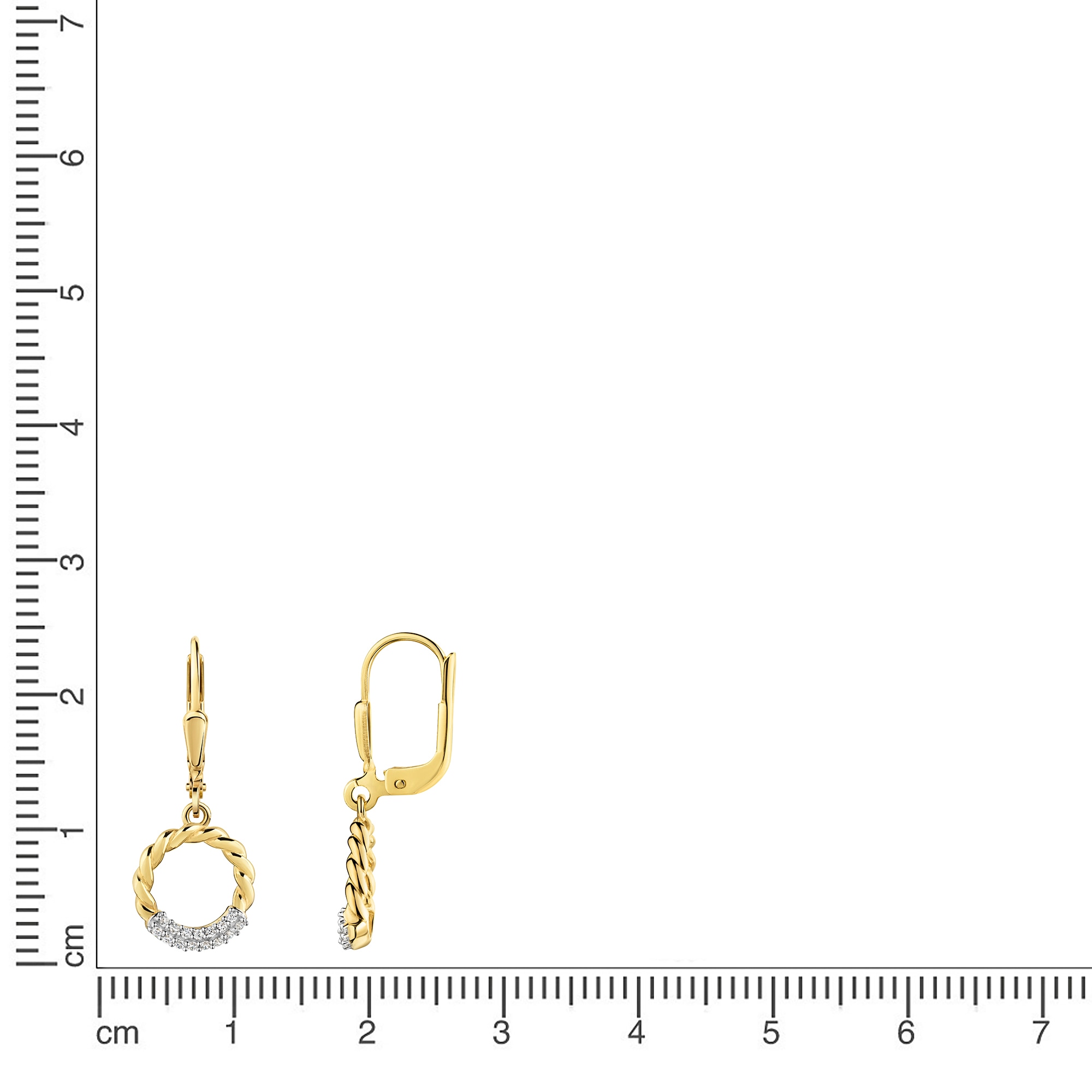 Firetti Paar Ohrhänger »Schmuck Geschenk Gold 333 Ohrschmuck Ohrringe Kreis Kordel« mit Zirkonia (synth.)