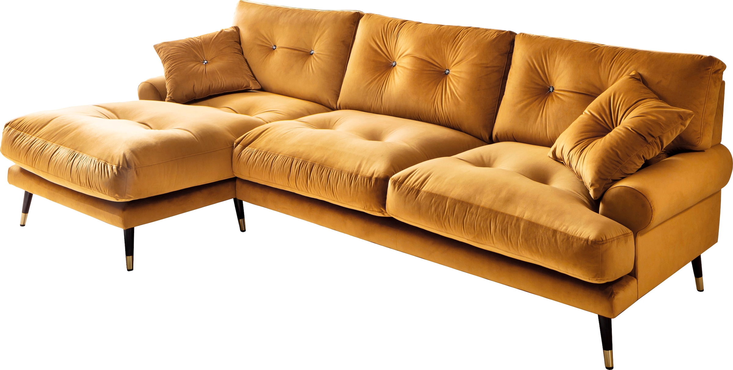 Trends by HG Ecksofa »Samir L-Form«, mit Strasssteinen und goldfarben Applikationen
