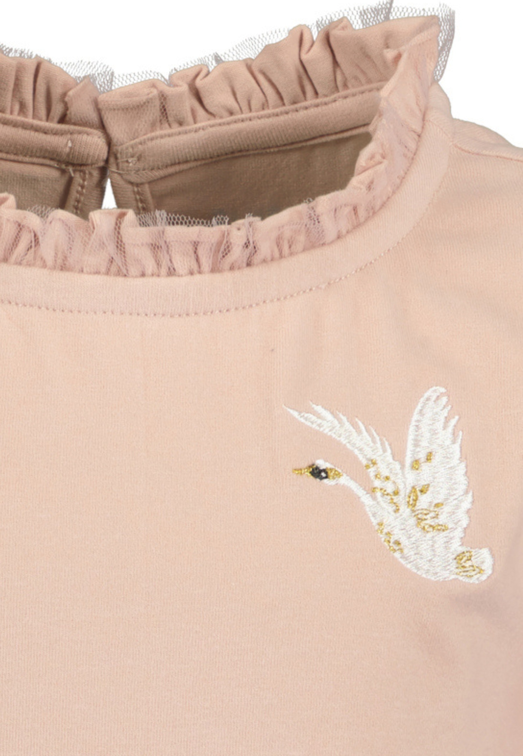 Blue Seven Langarmshirt, mit schmalem Tüll-Stehkragen und dezent geraffte Puffärmel