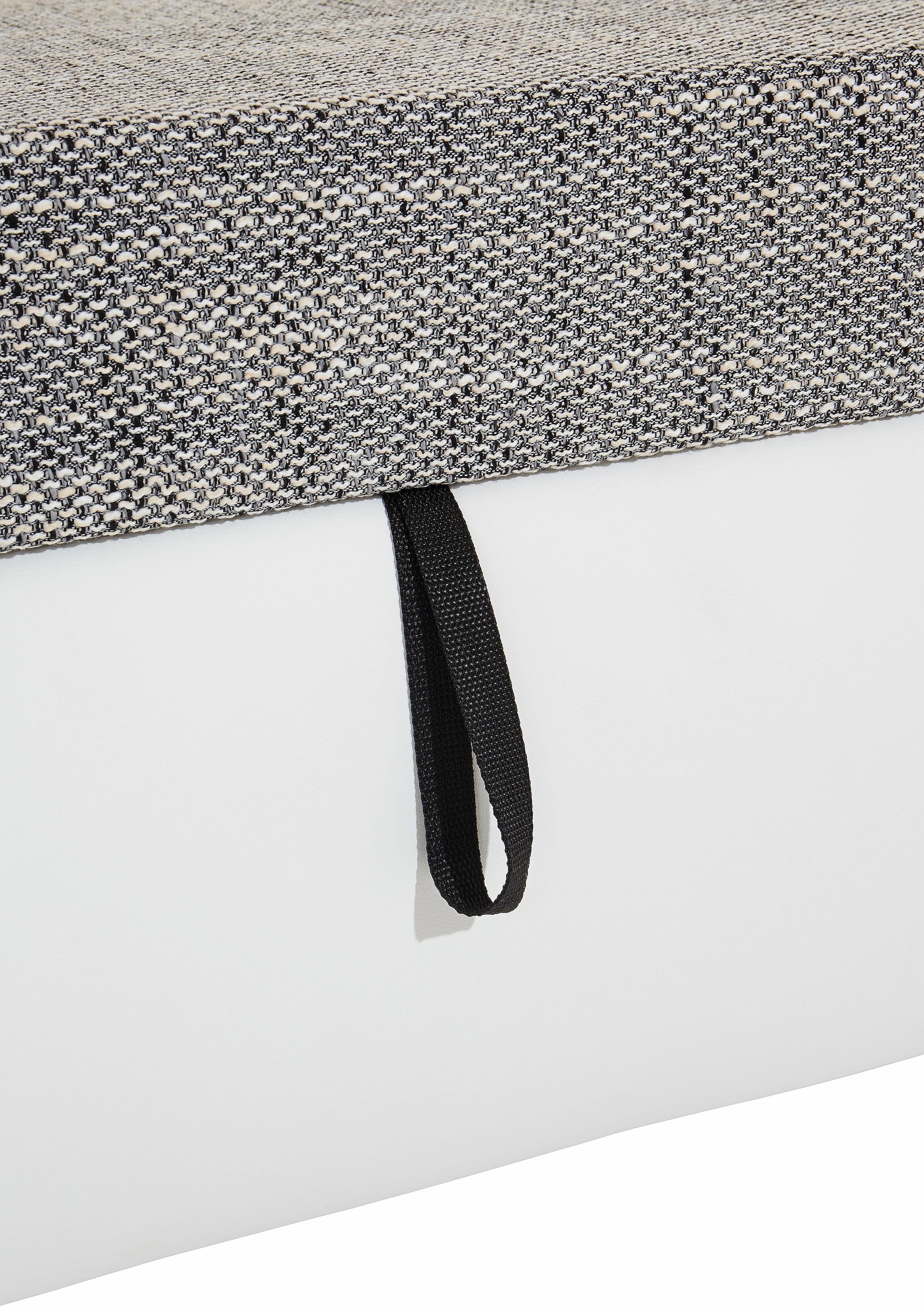 DOMO collection Ecksofa »Moric, L-Form, XXL-Sofa - Breite 300cm«, wahlweise mit Bettfunktion und Armteilverstellung, weiß-grau