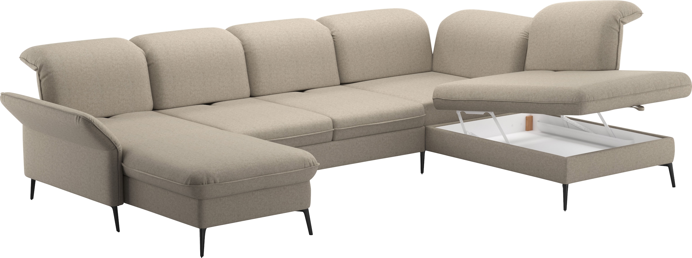 sit&more Wohnlandschaft »Emely, inkl. Sitztiefenverstellung«, wahlweise mit Bettfunktion,Bettkasten,Kopf- & Armteilverstellung