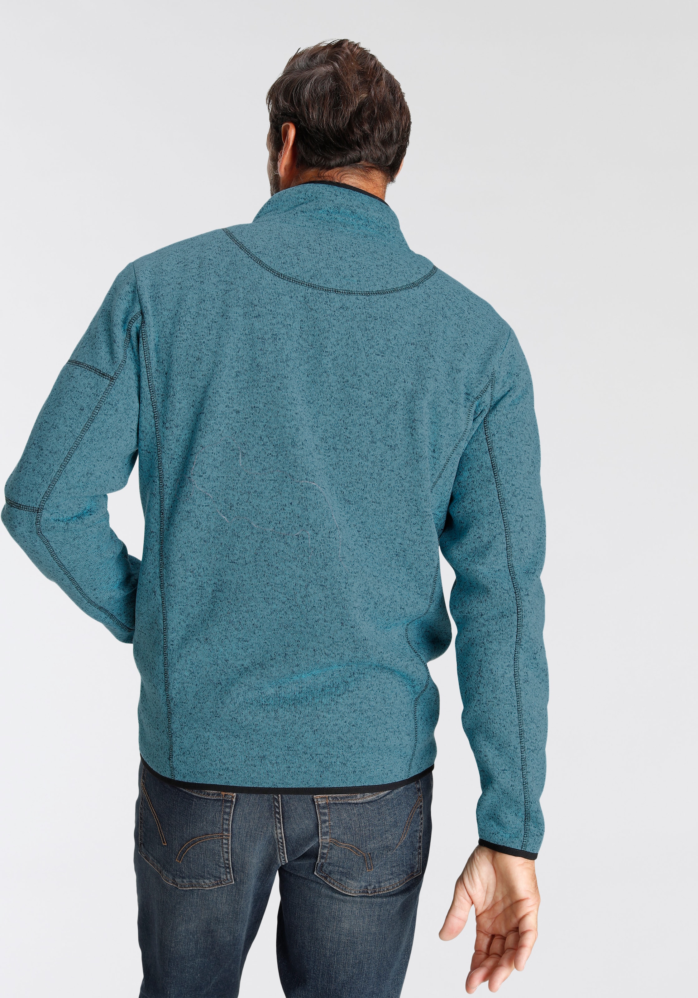 Man's World Strickfleecejacke, für die Übergangszeit, mit Reißverschlusstaschen, mit Stehkragen