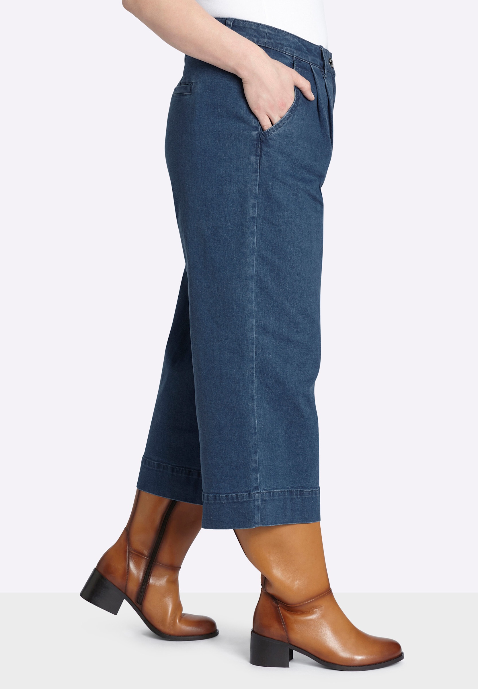Sheego Weite Jeans »Culotte Culotte aus Denim, mit Bundfalten«