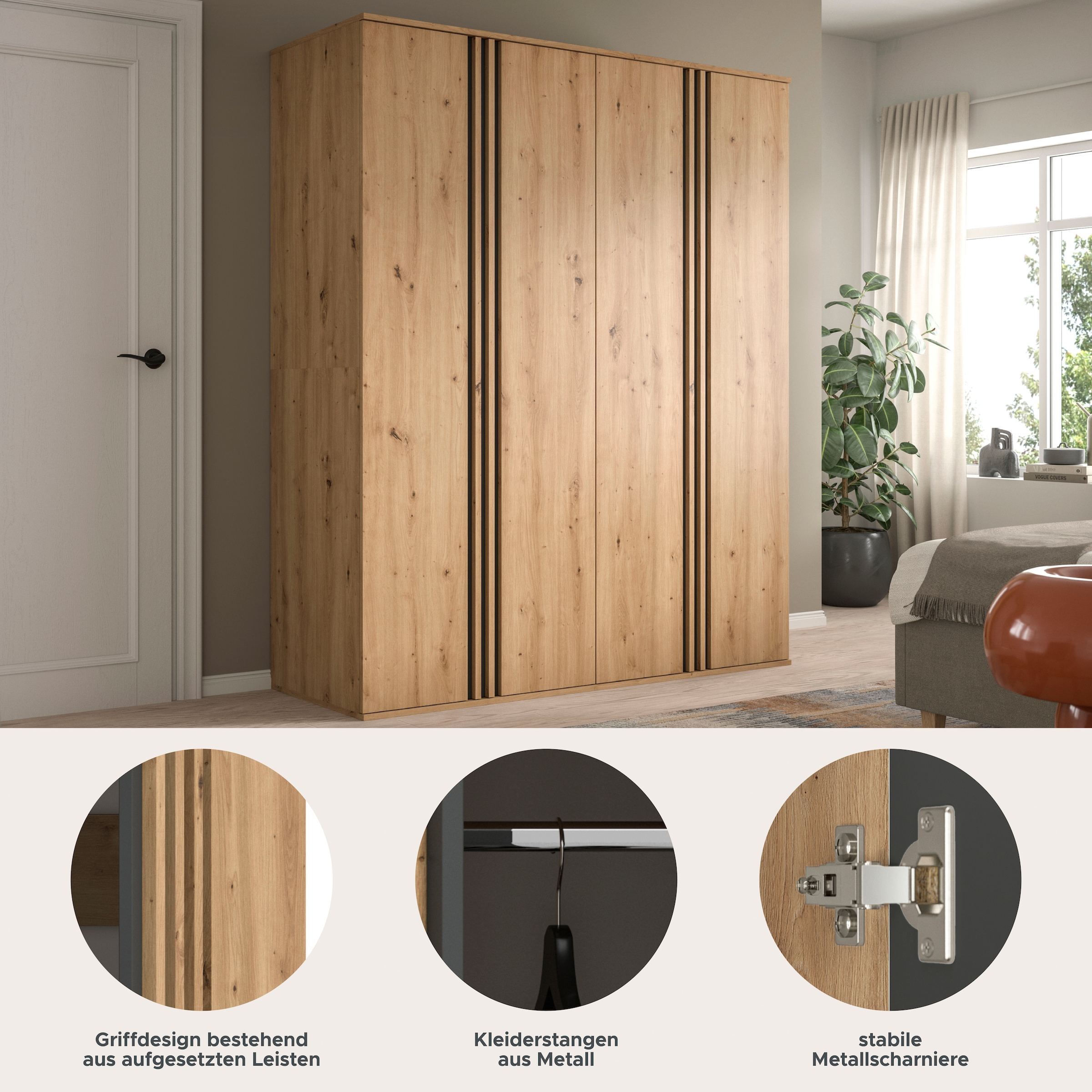 Home affaire Schrank-Set »ALVA, in den Breiten 160 & 240 cm, Paneeloptik, Schlafzimmerschrank« wähle den beste Schrank Kombination, individuell platzierbar, 