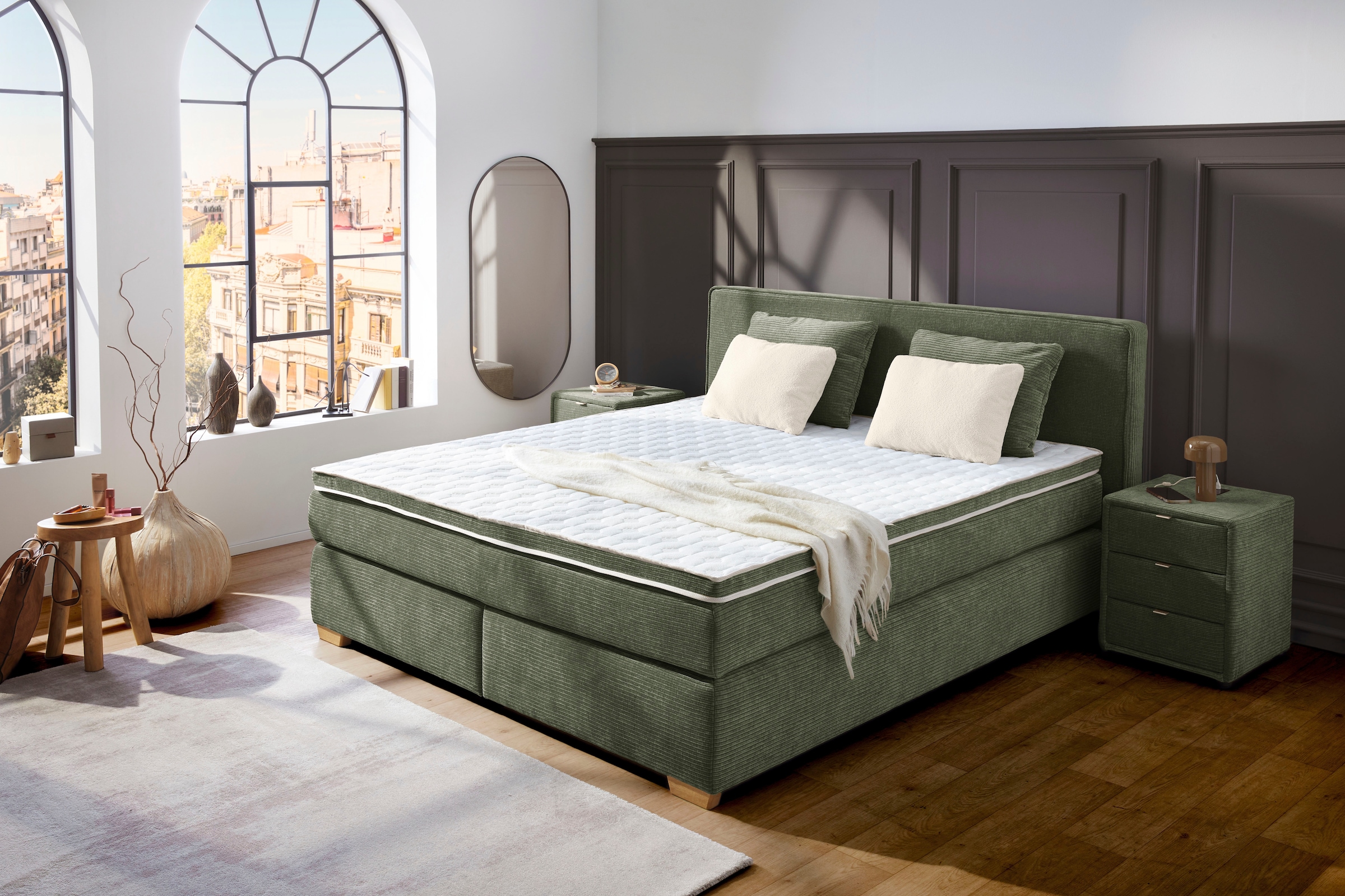 Jockenhöfer Gruppe Boxspringbett »Ronja, inkl. 7-Zonen-TTFK-Matratzen, Kaltschaum-Topper« inkl. 4 Kissen, 180x200 cm, verschiedene Härtegrade wählbar