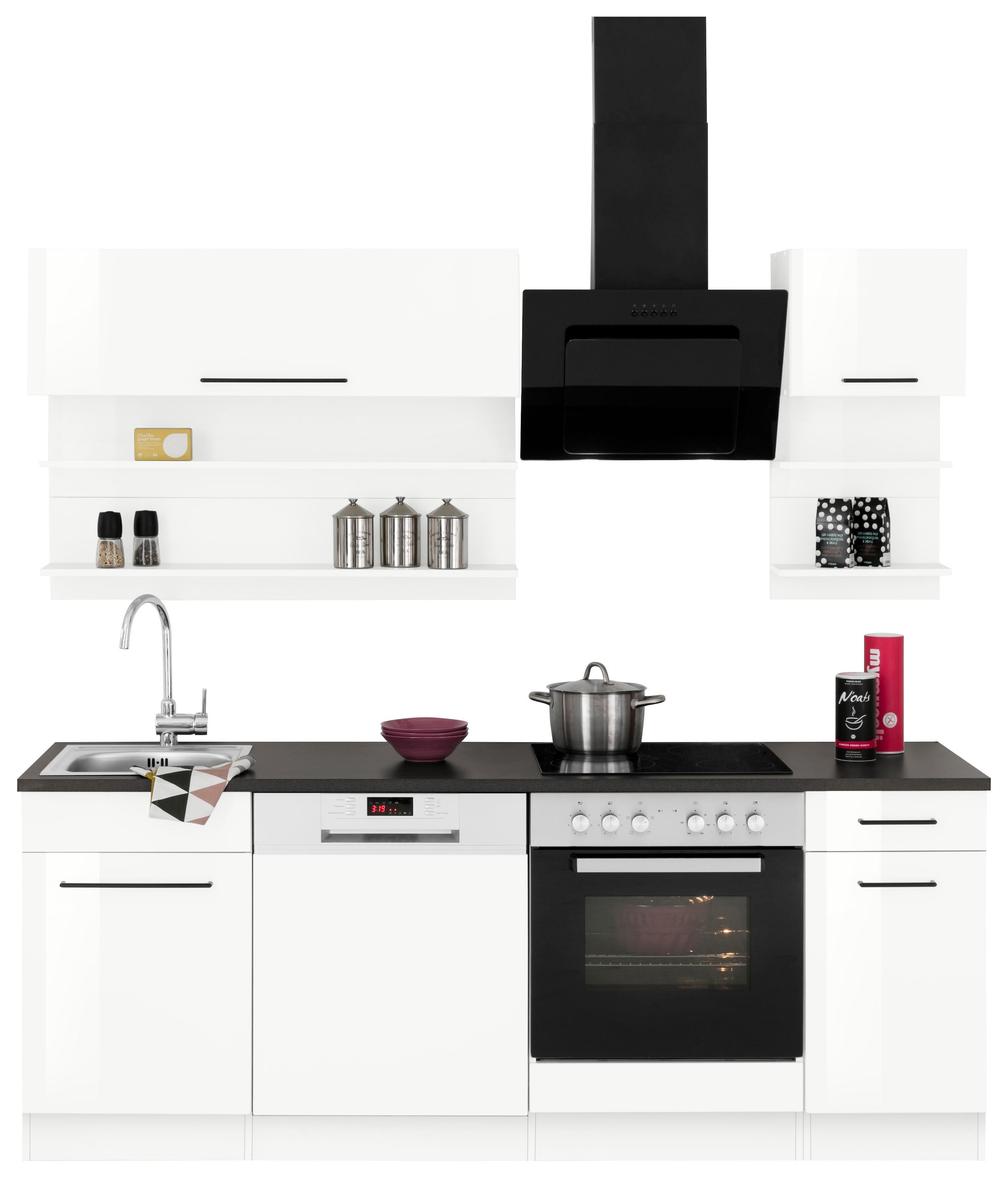 KOCHSTATION »KS-Tulsa« ohne E-Geräte, Breite 210 cm, schwarze Metallgriffe, MDF Fronten