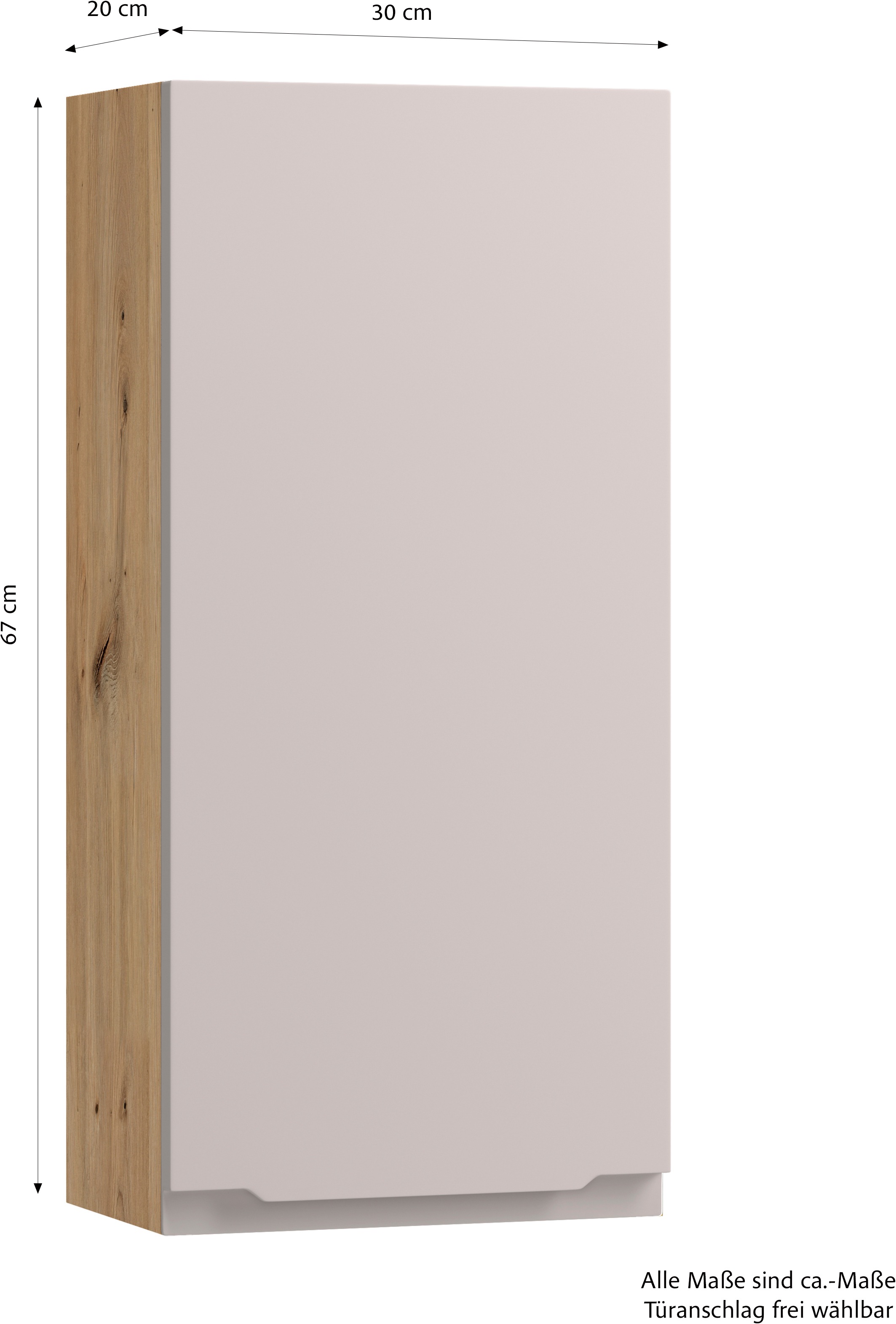 welltime Hängeschrank »CABO, gedämpfte Scharniere« Kaschmir, griffloses Design, reversibel