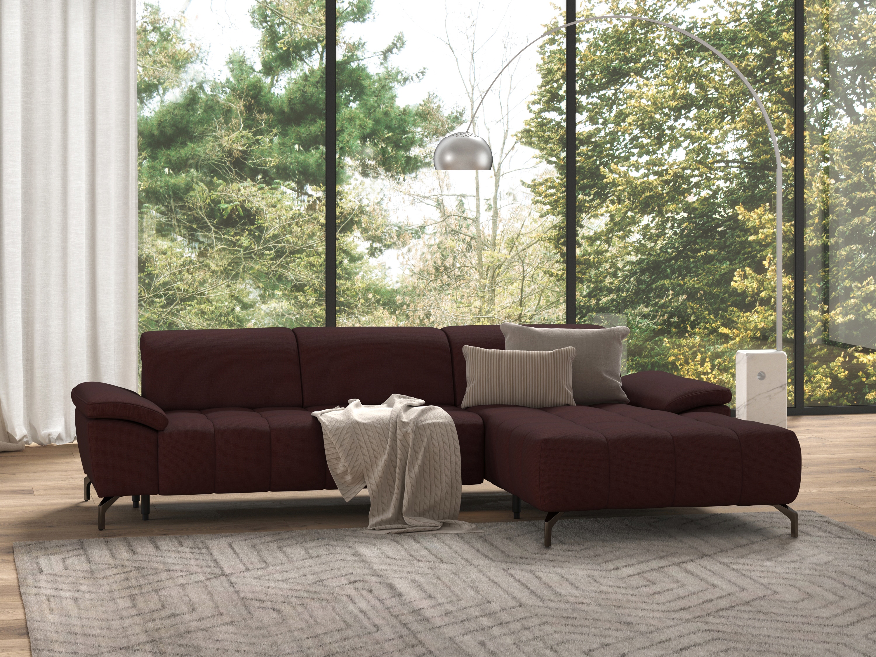 Sit&More Ecksofa »Cool L-Form« wahlweise mit Kopfteilverstellung und Vorziehsitz in lila, Größe B/H/T: 290 cm x 79 cm x 185 cm