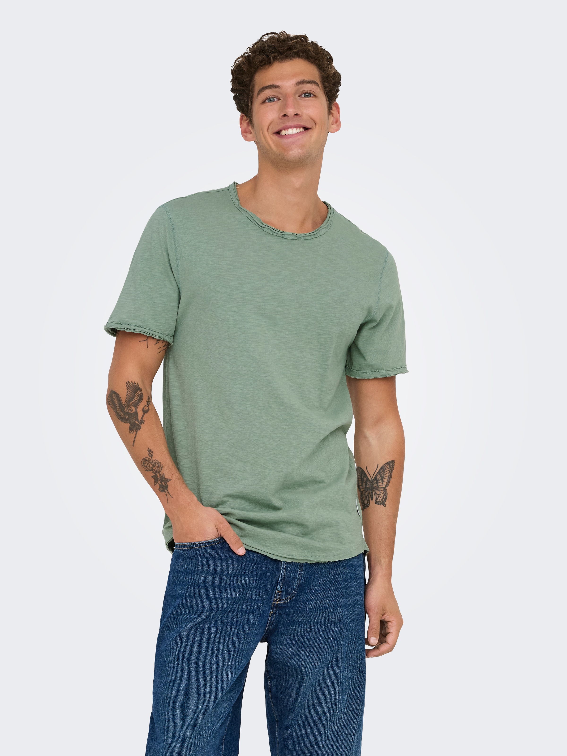 ONLY & SONS Rundhalsshirt »ONSBENNE LONGY SS TEE NF 7822 NOOS«
