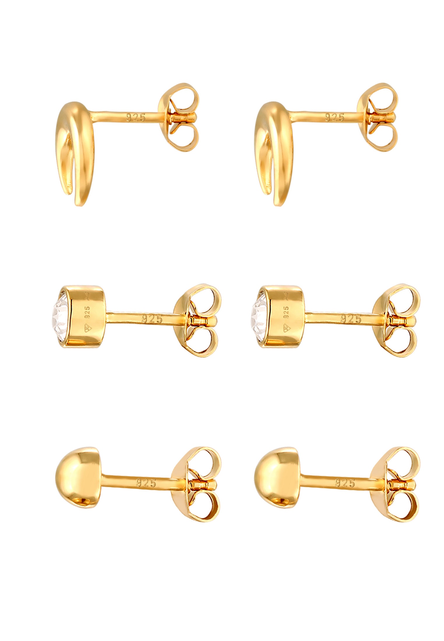 Elli Ohrstecker-Set »Ohrringe Ohrstecker Set Halbmond Astro Kristalle 925 Sterling Silber«