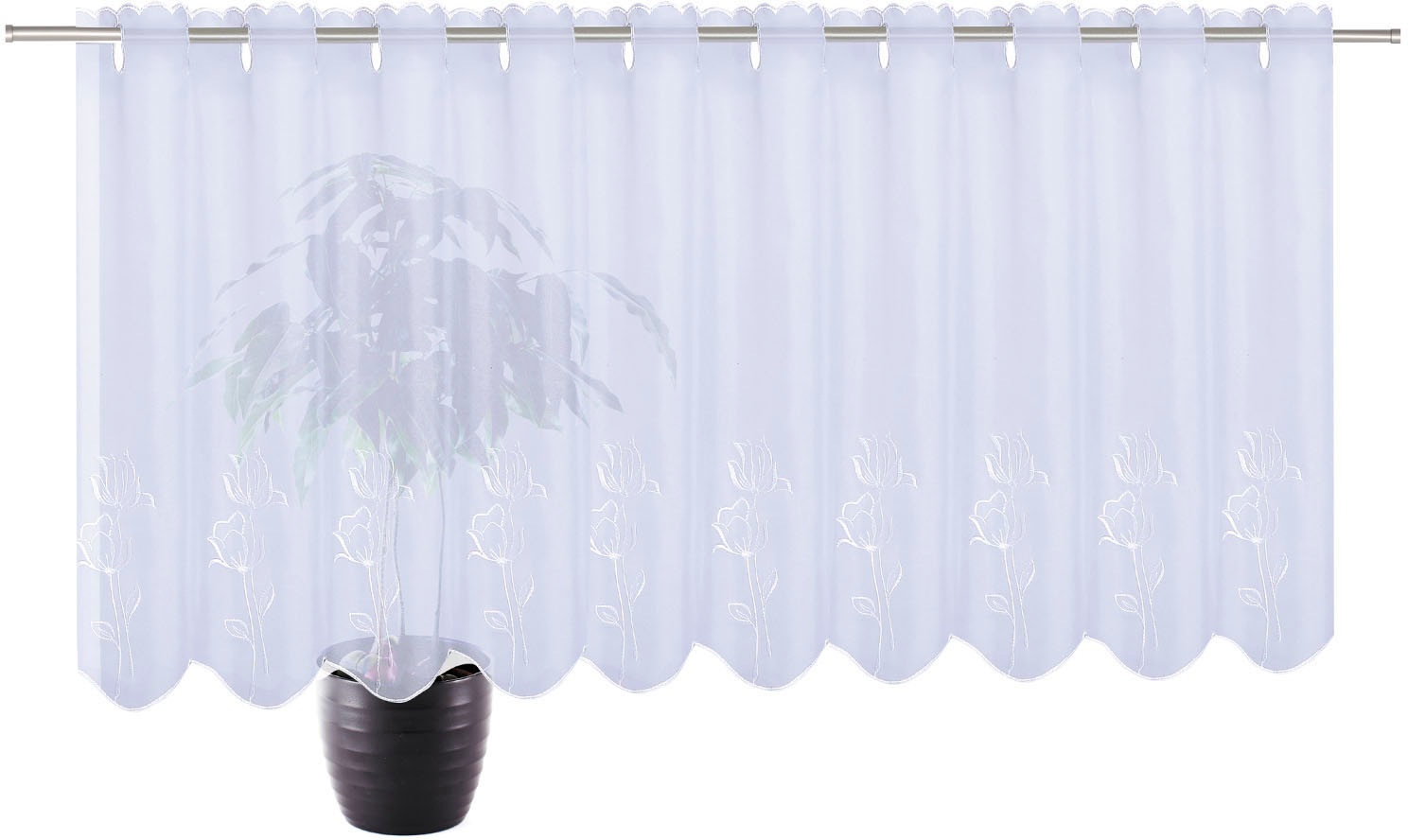 Gerster Scheibengardine »Sabine«, (1 St.), kaufen mit bei Blumendesign HxB: gestickten 50x150, OTTO online