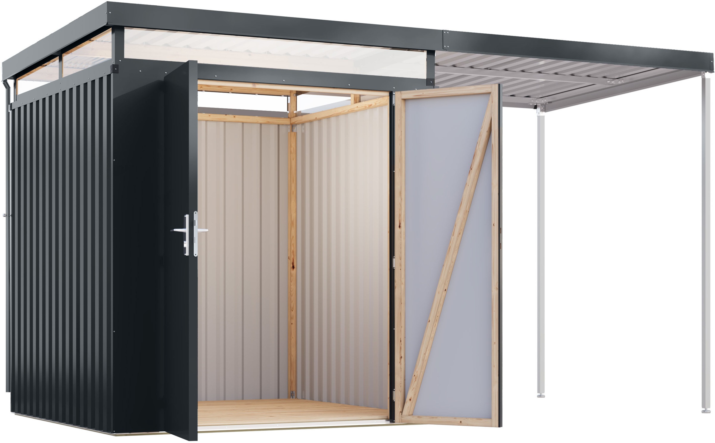 Karibu Gerätehaus »Titanium 2 SET mit Anbaudach«