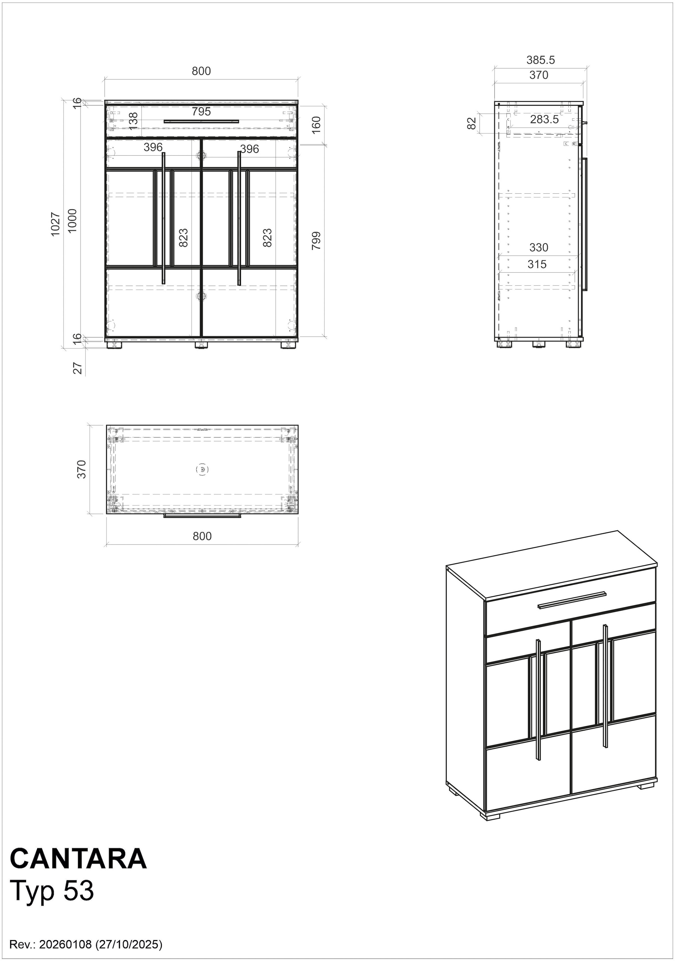 Home affaire Garderobenschrank »Cantara, Schrank in zwei Farben, modernes Sideboard, Kommode« vielseitig einsetzbar, ausreichend Stauraum, 80 cm breit