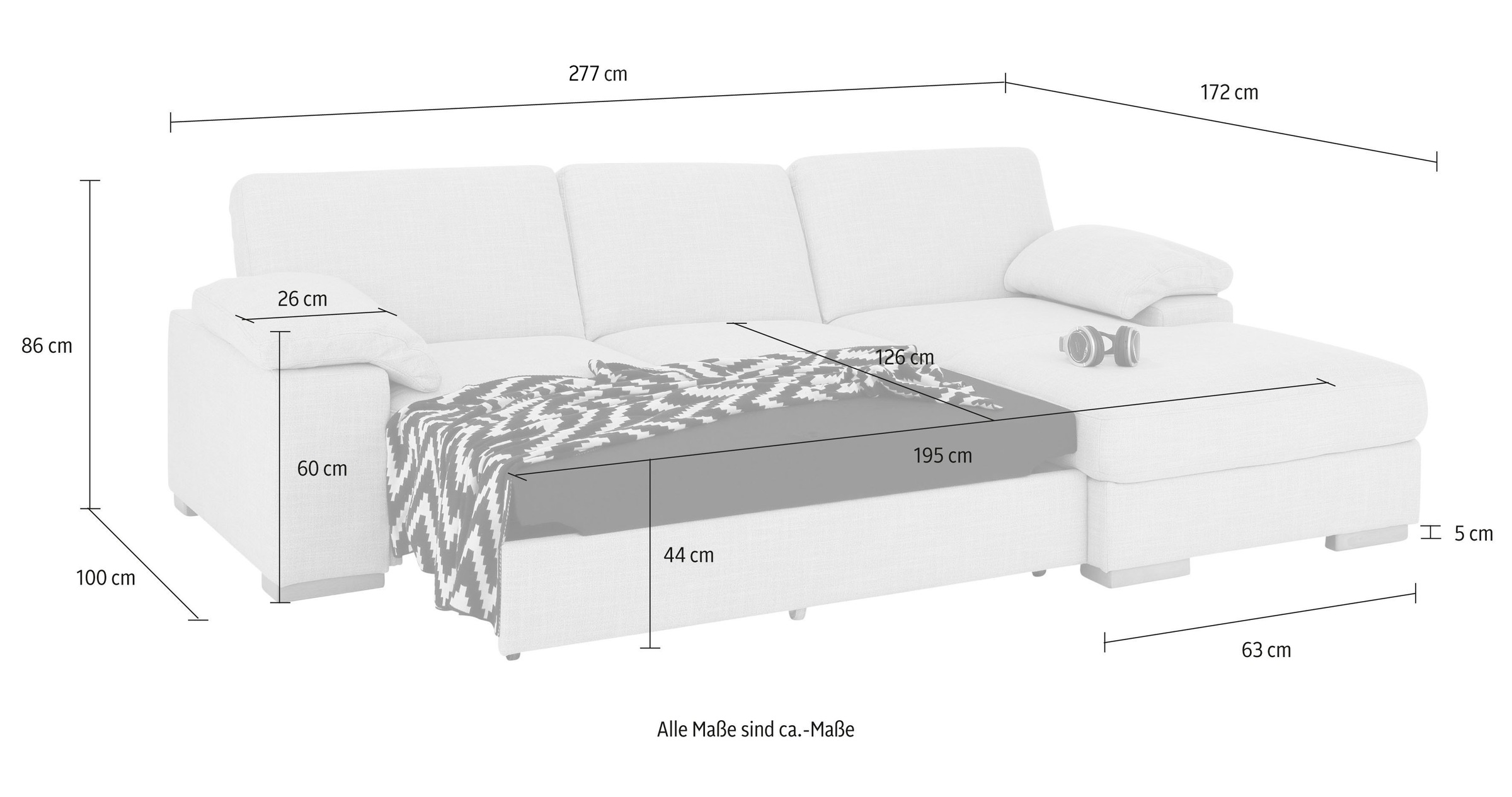 Home affaire Ecksofa »Ventura L-Form«, wahlweise mit Bettfunktion und Bettfunktion/Bettkasten