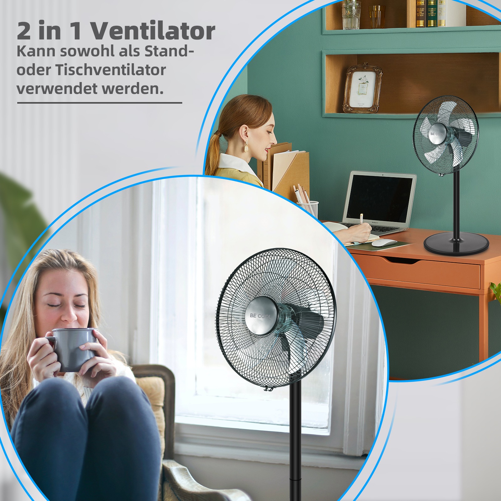 be cool Standventilator »BE COOL 2 in 1 Stand-und Tischventilator 40 cm«, 40 cm Durchmesser