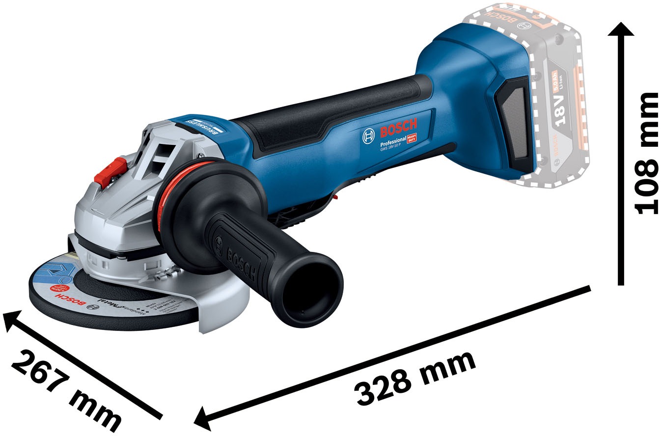 Bosch Professional Akku-Winkelschleifer »»GWS 18V-10 P««, in L-BOXX+D741, ohne Akku, ohne Ladegerät