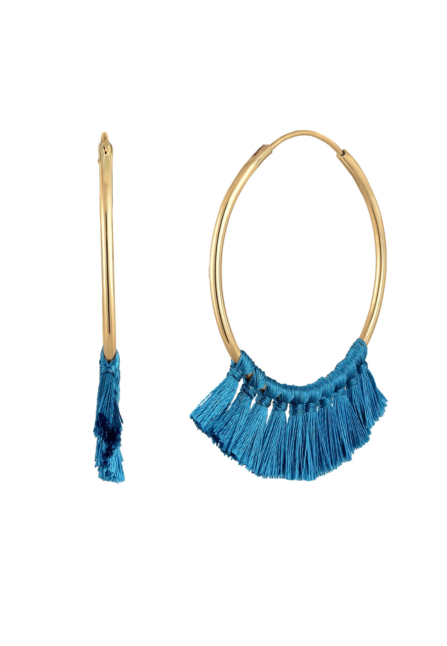 Elli Paar Creolen »Ohrringe Creole Tassel Quaste Festival Rot Boho 925 Silber vergoldet«