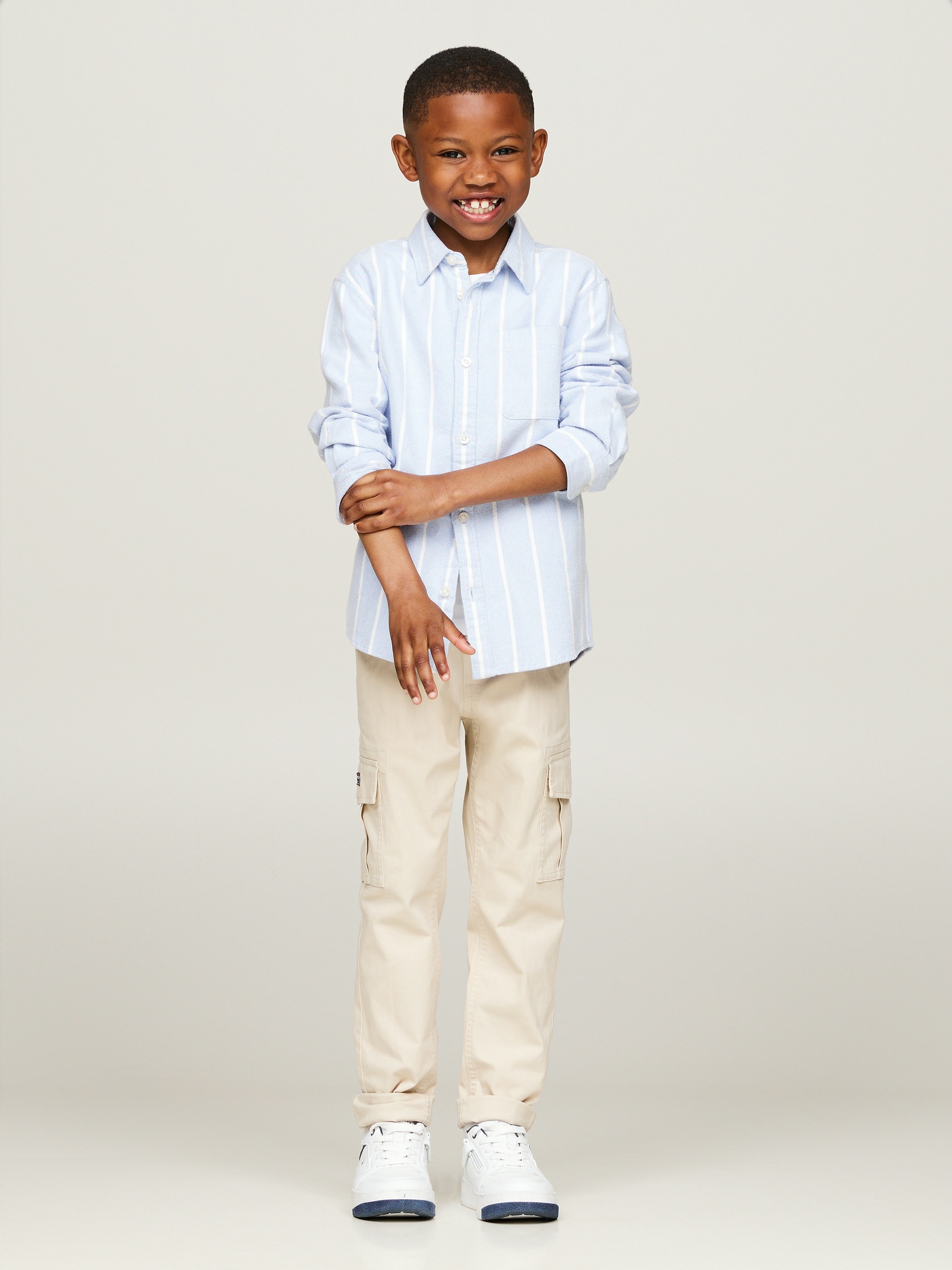 Tommy Hilfiger Langarmhemd »MONOTYPE STRIPES SHIRT LS«, Kinder bis 16 Jahre mit Logoprägung