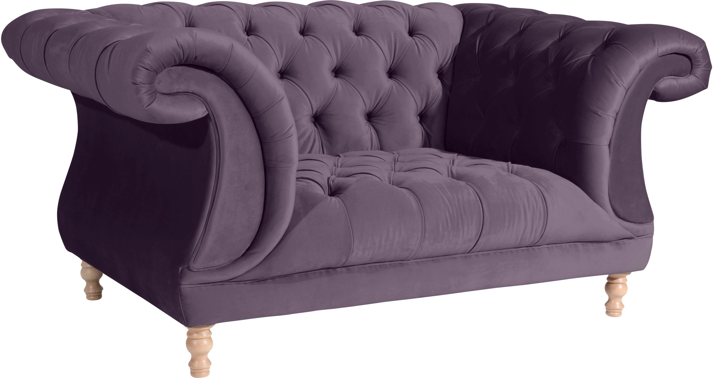 Max Winzer® Loveseat »Isabelle, Loungesessel«, mit Knopfheftung & gedrechselten Füßen in Buche natur, Breite 167 cm