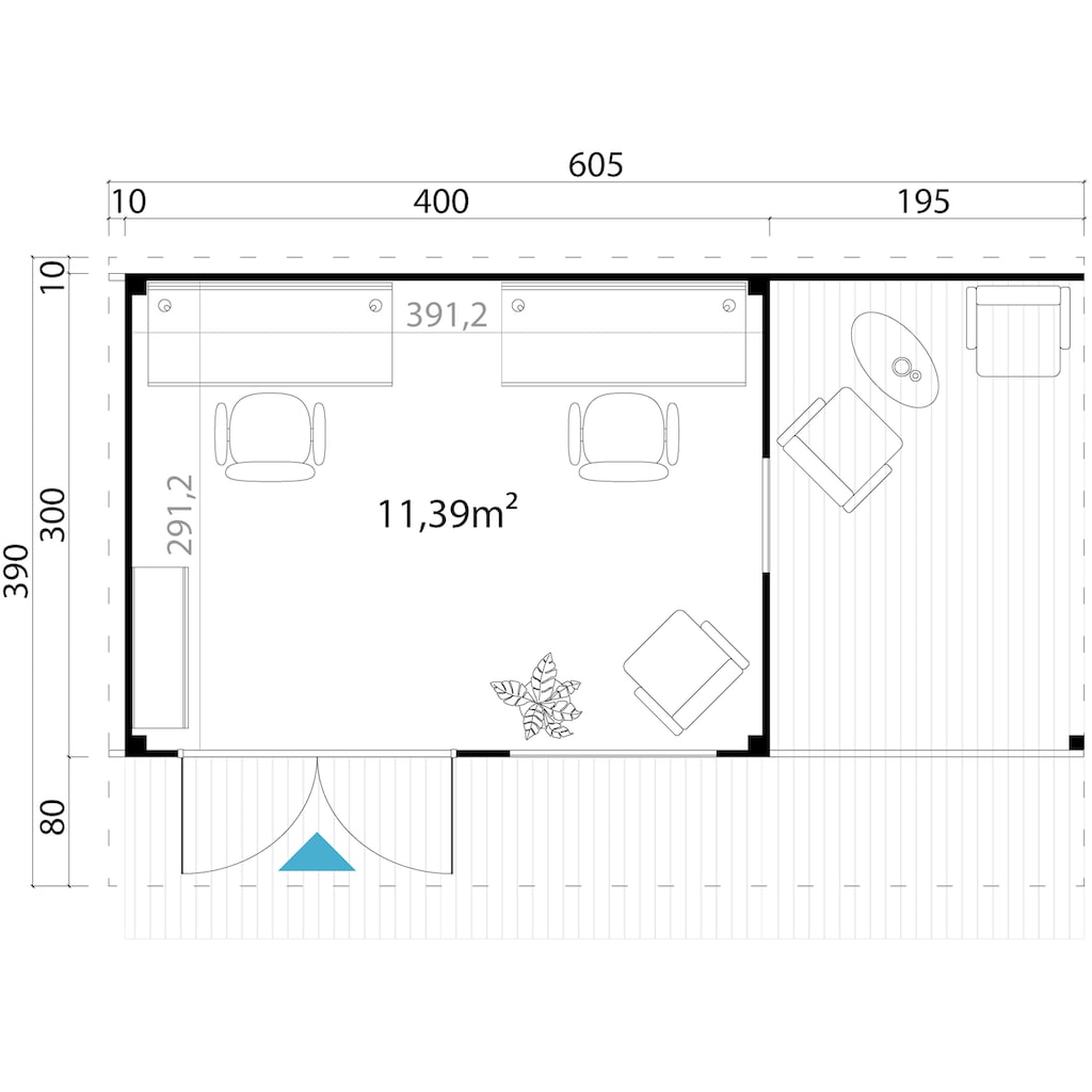 LASITA MAJA Gartenhaus »DOMEO 7 CARBONGRAU/ANTHRAZIT«, (Set)