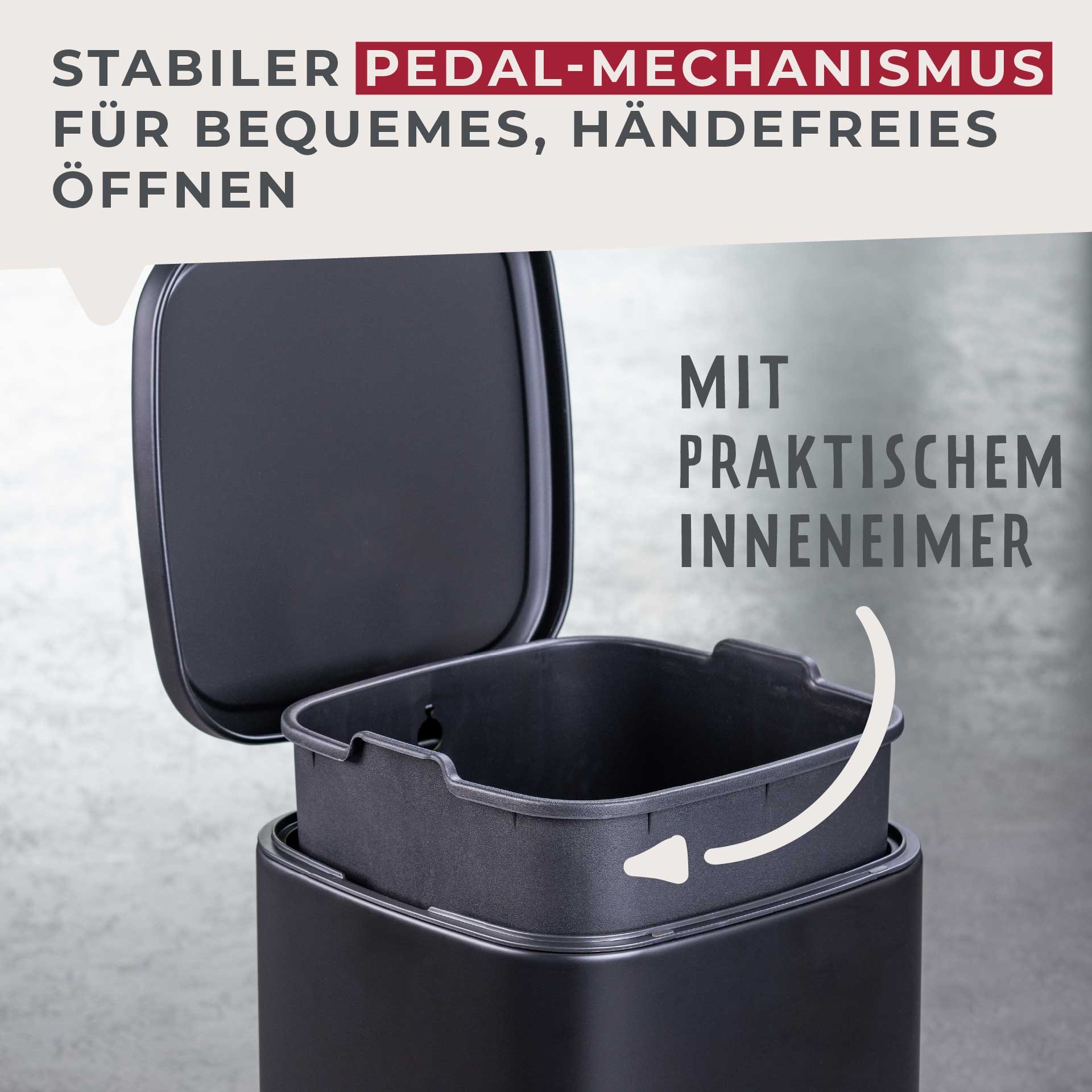 FACKELMANN Mülleimer »LONDON, Pedal-Abfalleimer 20L« 1 Behälter mit gedämpftem Deckel & Anti-Fingerprint Oberfläche, Höhe ca. 43,5 cm