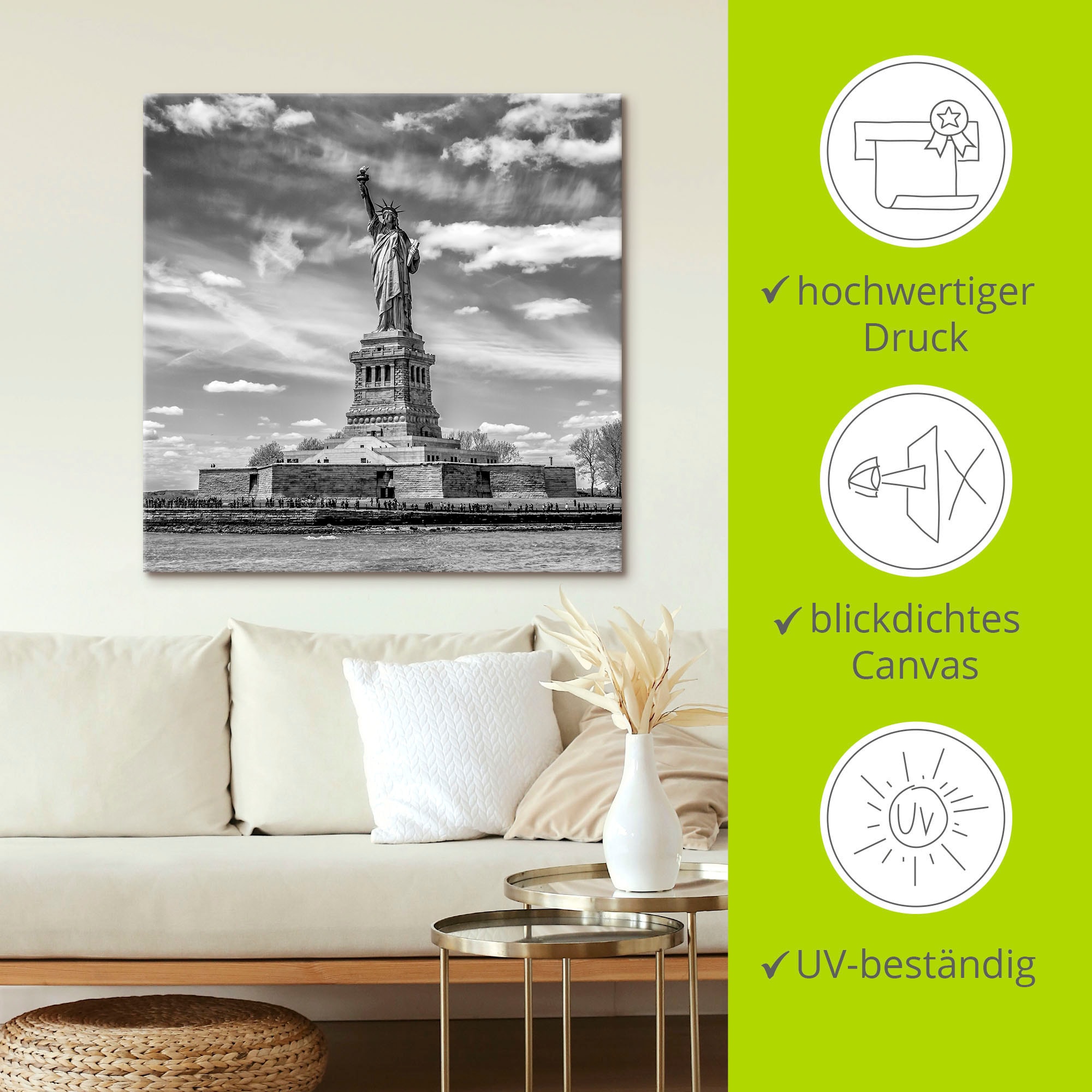 Artland Wandbild »New York City Freiheitsstatue« Amerika 1 Stk. tlg. auf Holzrahmen gespannt