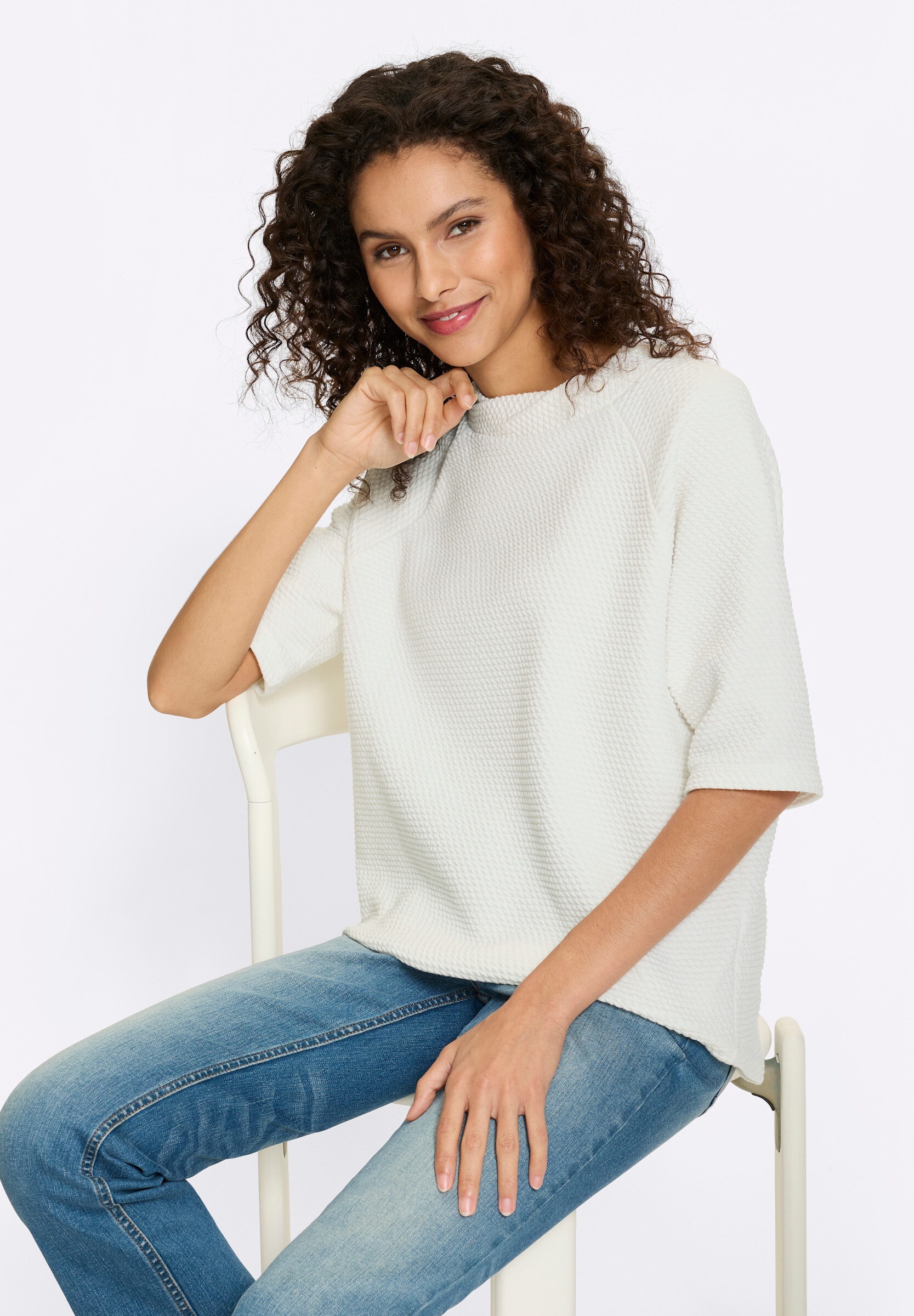 heine Sweatshirt »Sweatshirt Stehkragenshirt mit Waffelstruktur«
