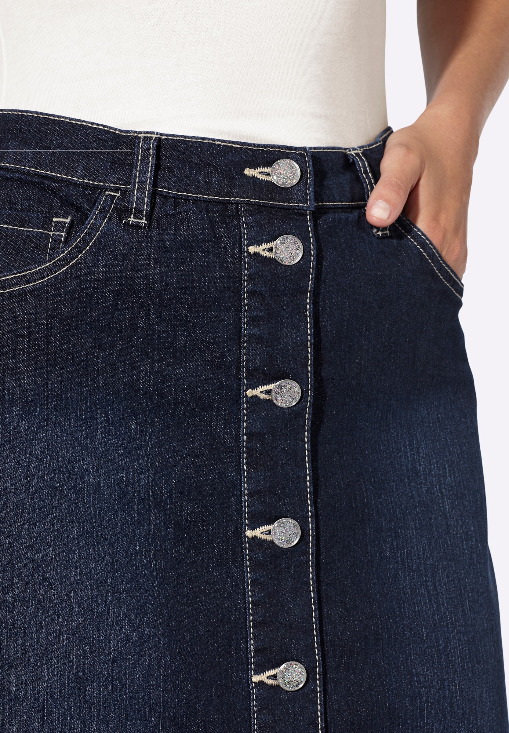 heine Jeansrock »Jeans-Rock Jeansrock mit Kontrastnähten«