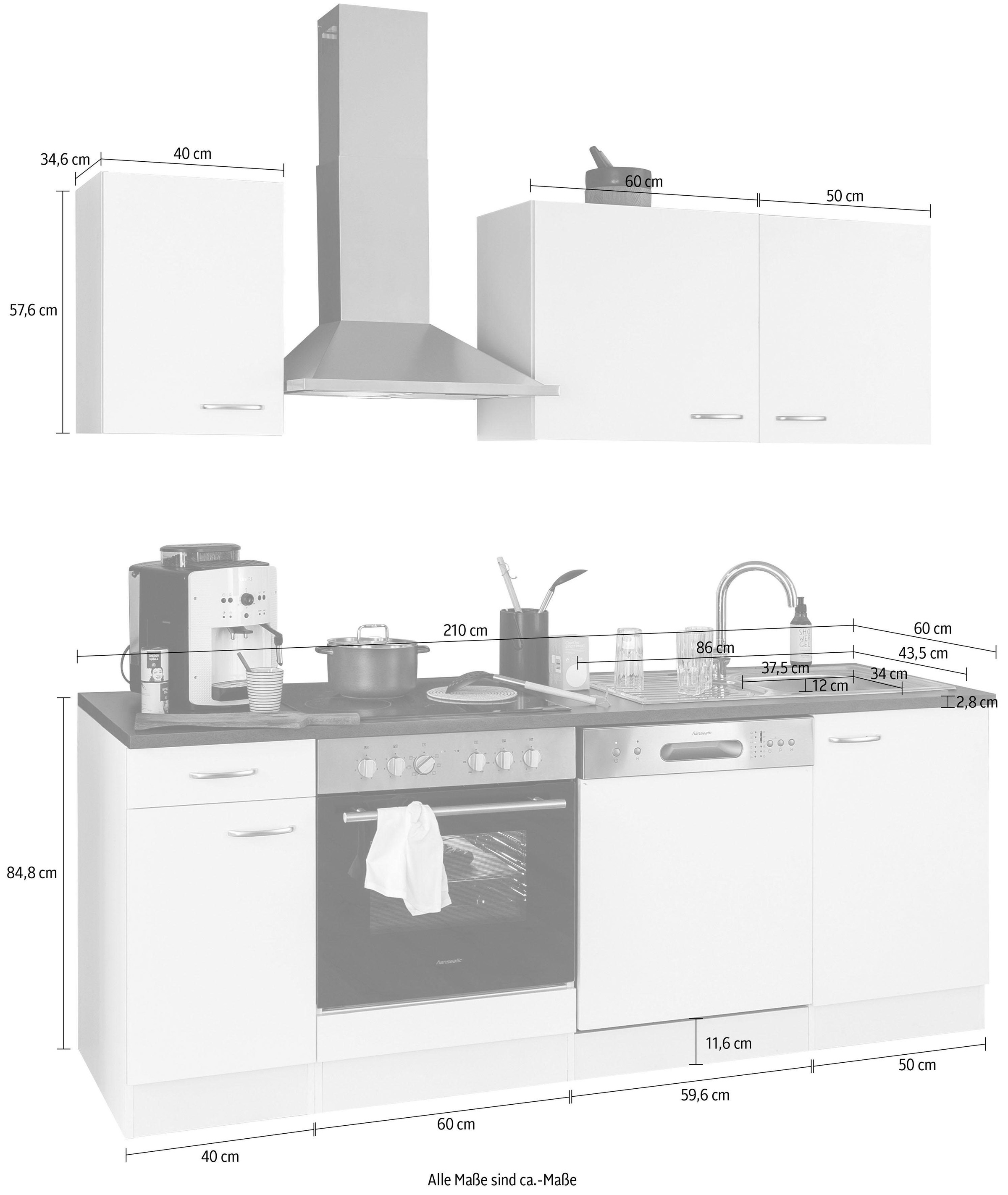 OPTIFIT Küchenzeile »Parare« ohne E-Geräte, Breite 210 cm