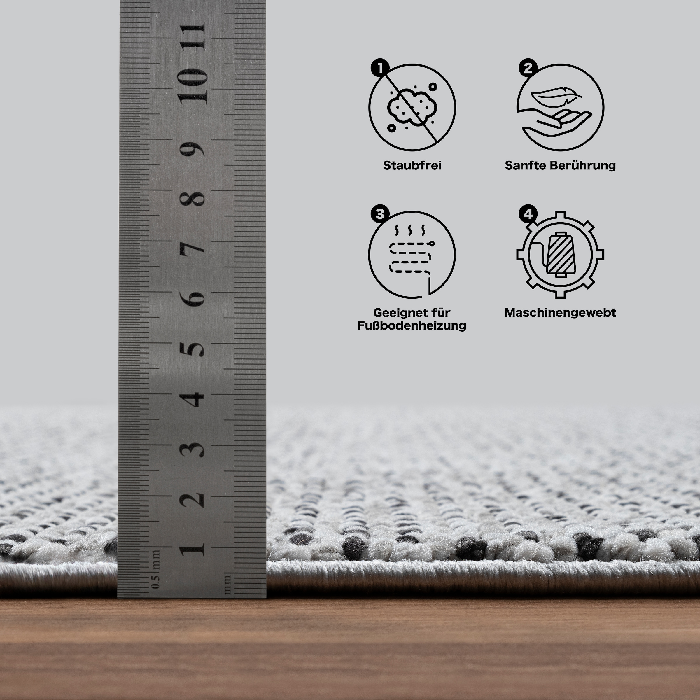 Sanat Teppich »Lora Plus , auch als Läufer« rechteckig 5 mm Höhe Kurzflor, uni, gekettelt, Wohnzimmer, Kinderzimmer