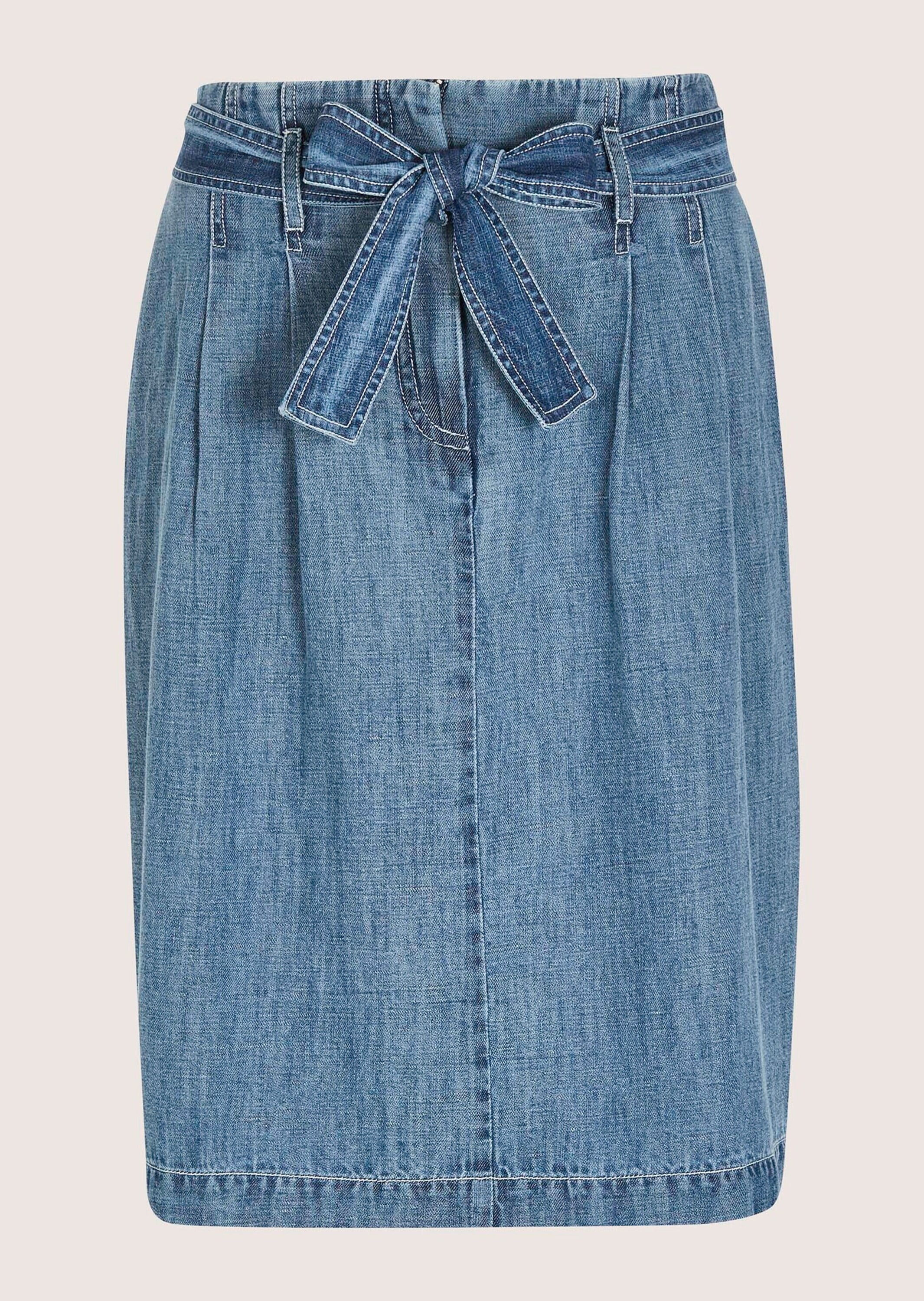 MADELEINE Regular-fit-Jeans »Jeansrock Baumwollrock mit Bundfalten« Jeansrock mit Bindegürtel