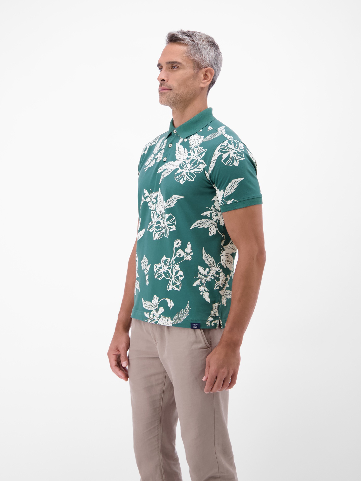LERROS Poloshirt »Poloshirt mit floralem All-over-Print, 100 % Baumwolle«