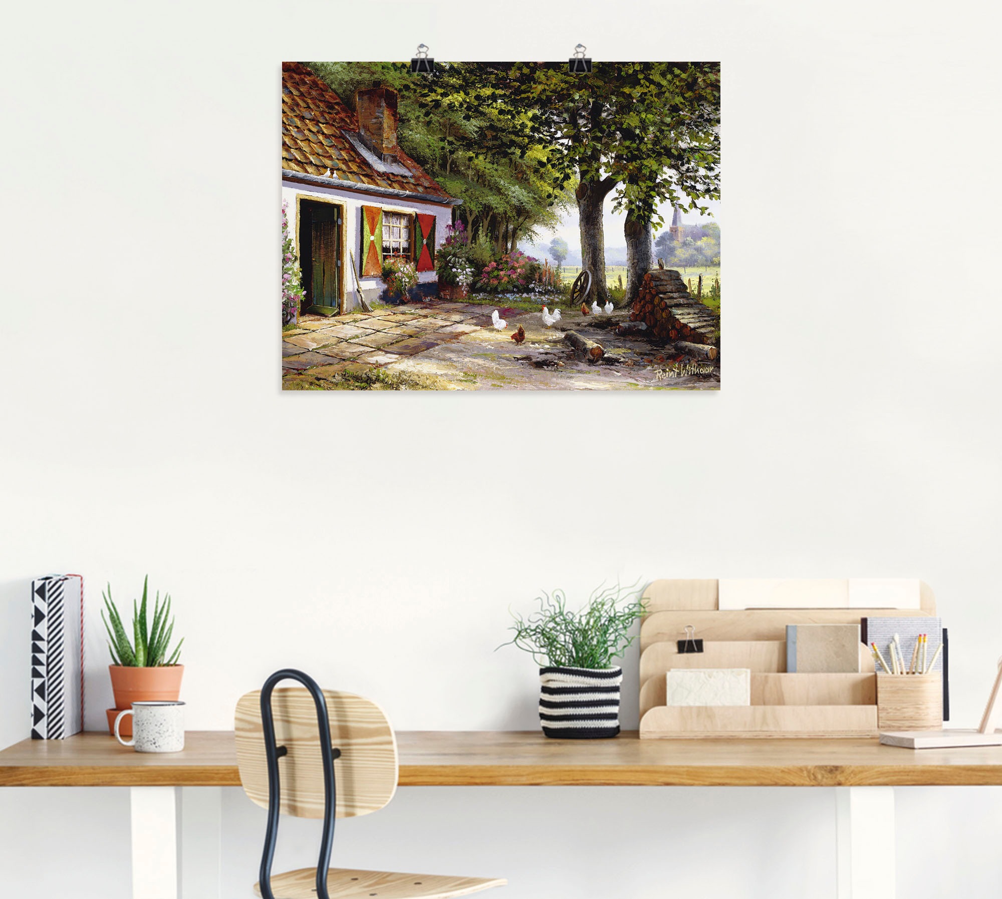 Artland Wandbild »Hühner auf dem Hof« Garten 1 Stk. tlg. als Leinwandbild, Poster in verschied. Größen