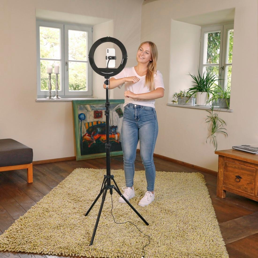 Hama Ringlicht »Handy-Ringlicht mit Stativ für Selfies, Videos (210 cm, 160 LED, 12")«