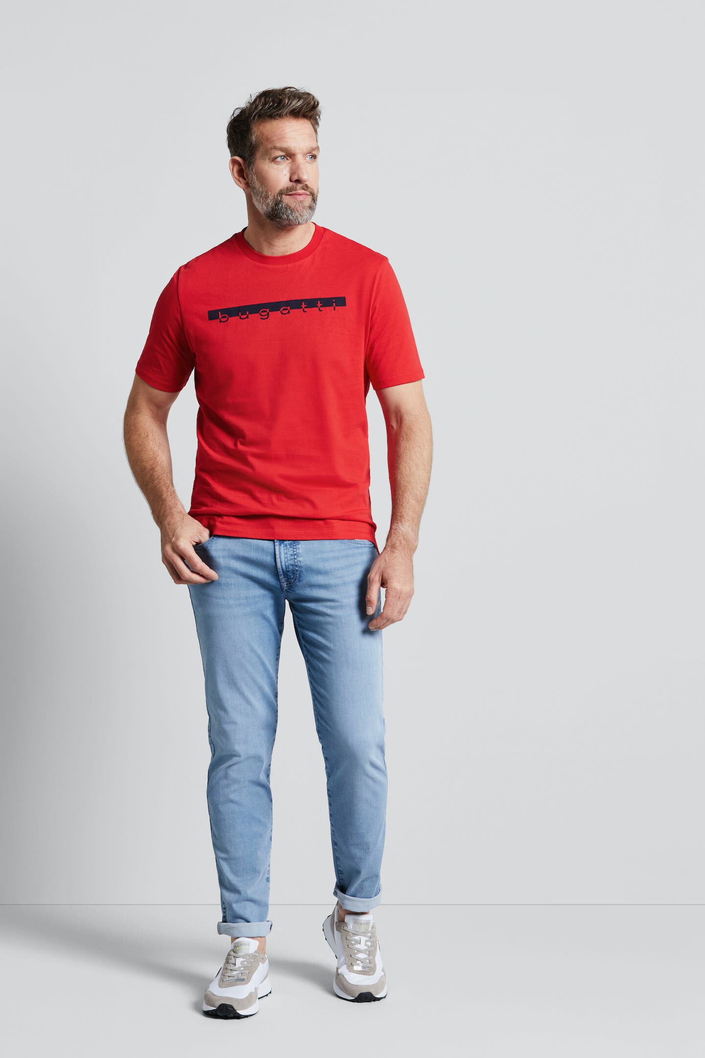 kaufen T-Shirt, bugatti mit online Logo-Print großem bei OTTO