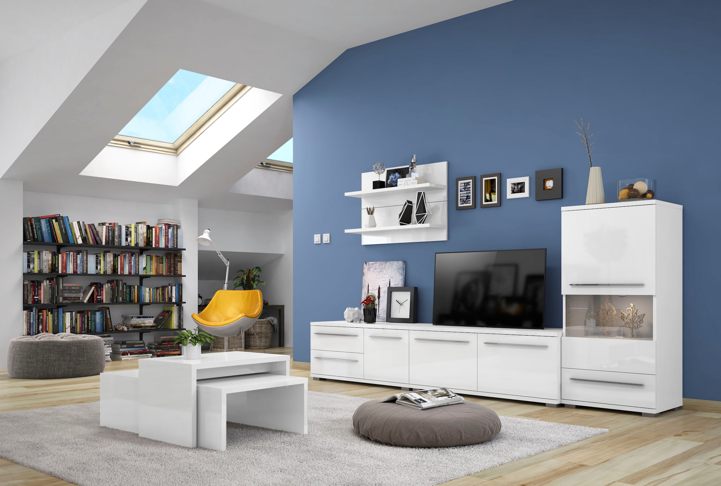 Places of Style Highboard »Piano Vitrine«, UV lackiert, Soft-Close Funktion