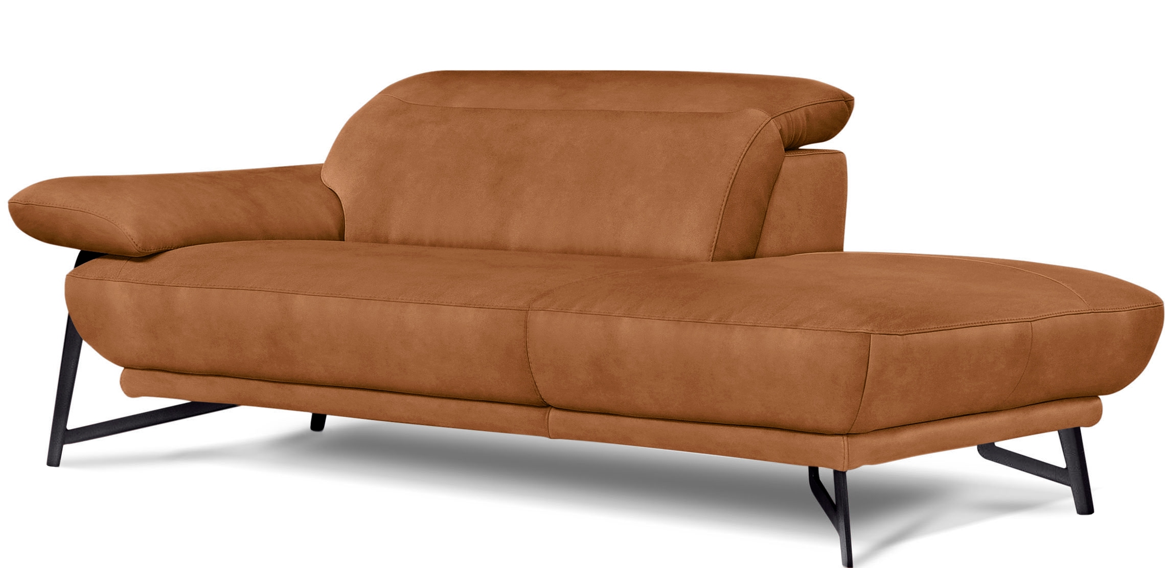 Egoitaliano Ottomane »Anais, erstklassiges Designsofa, Breite 179 cm, Fußfarbe schattengrau« Kopfteil verstellbar, Luxus-Microfaser Lederoptik, brandy