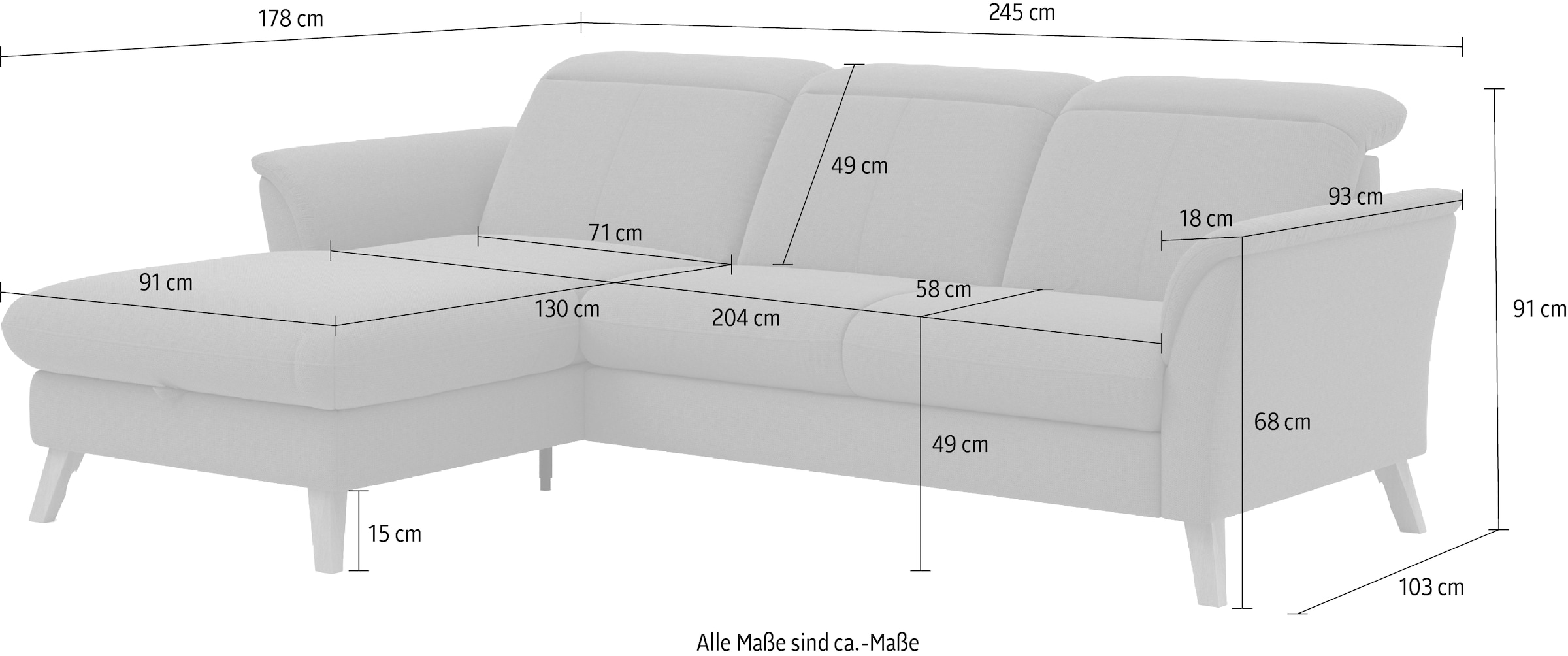 sit&more Ecksofa »Romero L-Form«, wahlweise mit oder ohne Relax-Funktion, Bettfunktion, Bettkasten
