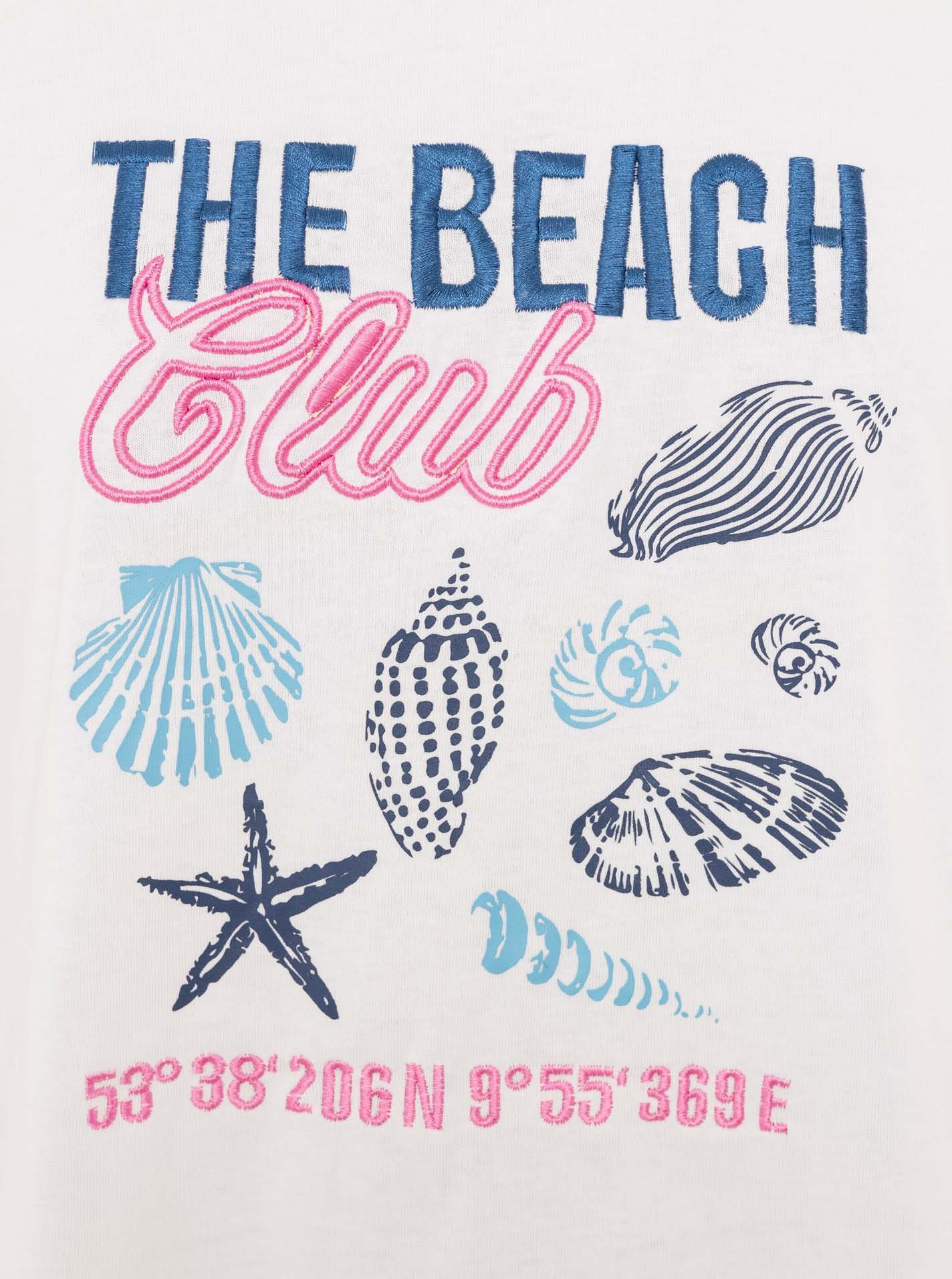 Zwillingsherz T-Shirt »"Beach"« Rundhals, großes maritimes Motiv mit Stickerei