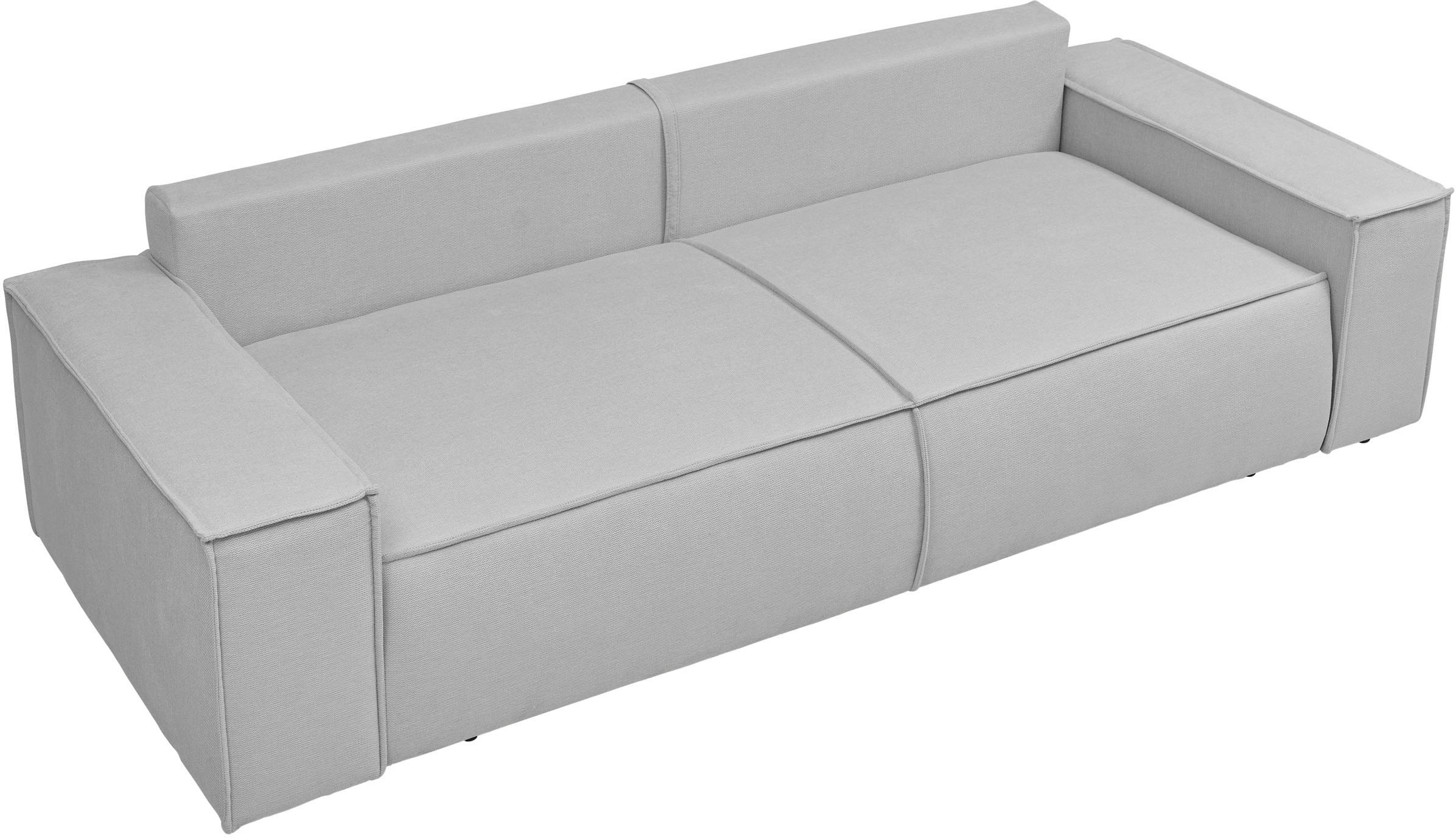 andas 3-Sitzer »FINNLEY Schlafsofa 257 cm, Schlaffunktion mit Bettkasten (200/136cm)«, in Aqua Clean-Bouclé, Struktur fein u. Cord