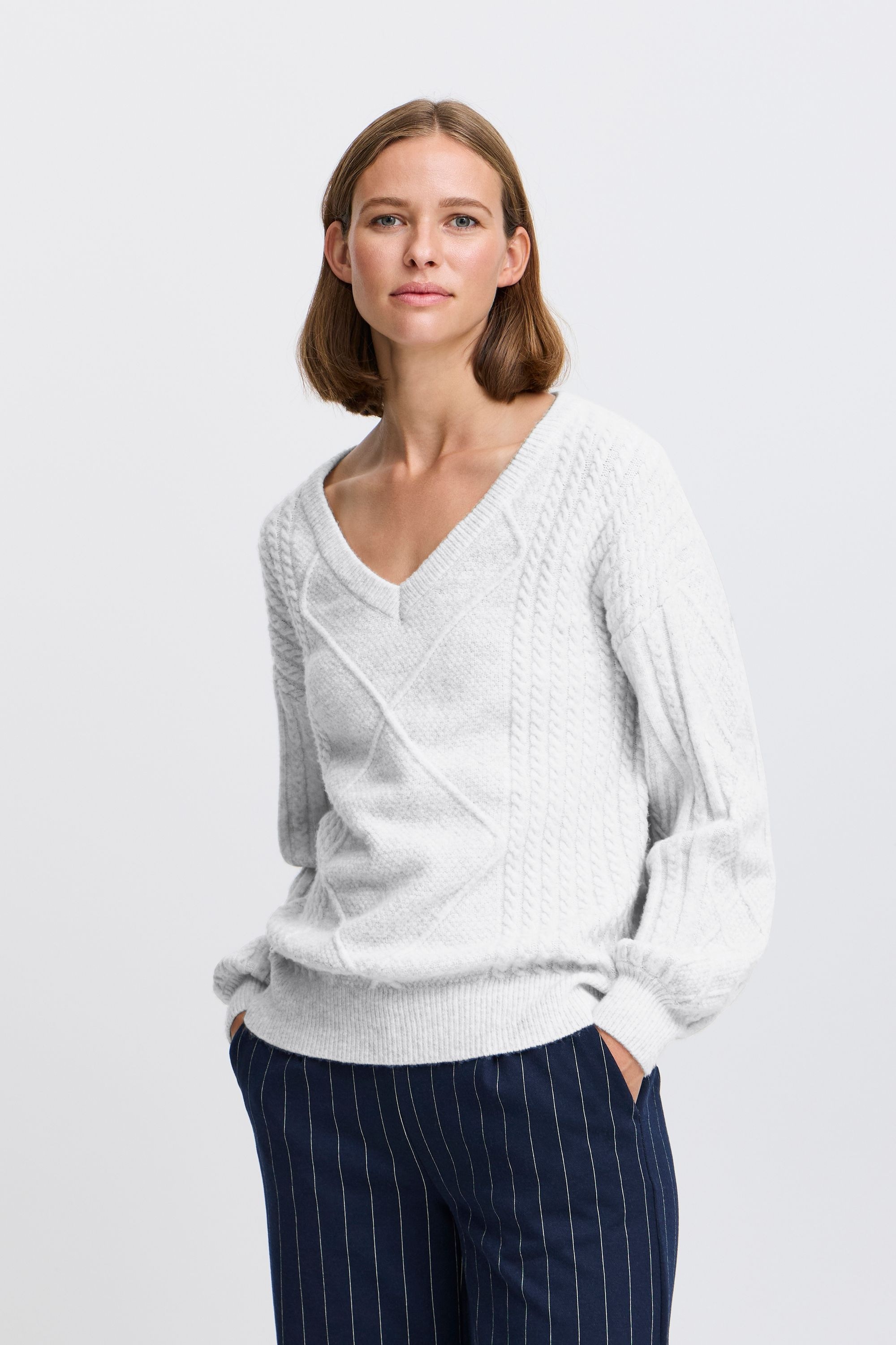 b.young Strickfleece-Pullover »Strickpullover BYMEDI VNECK JUMPER -«